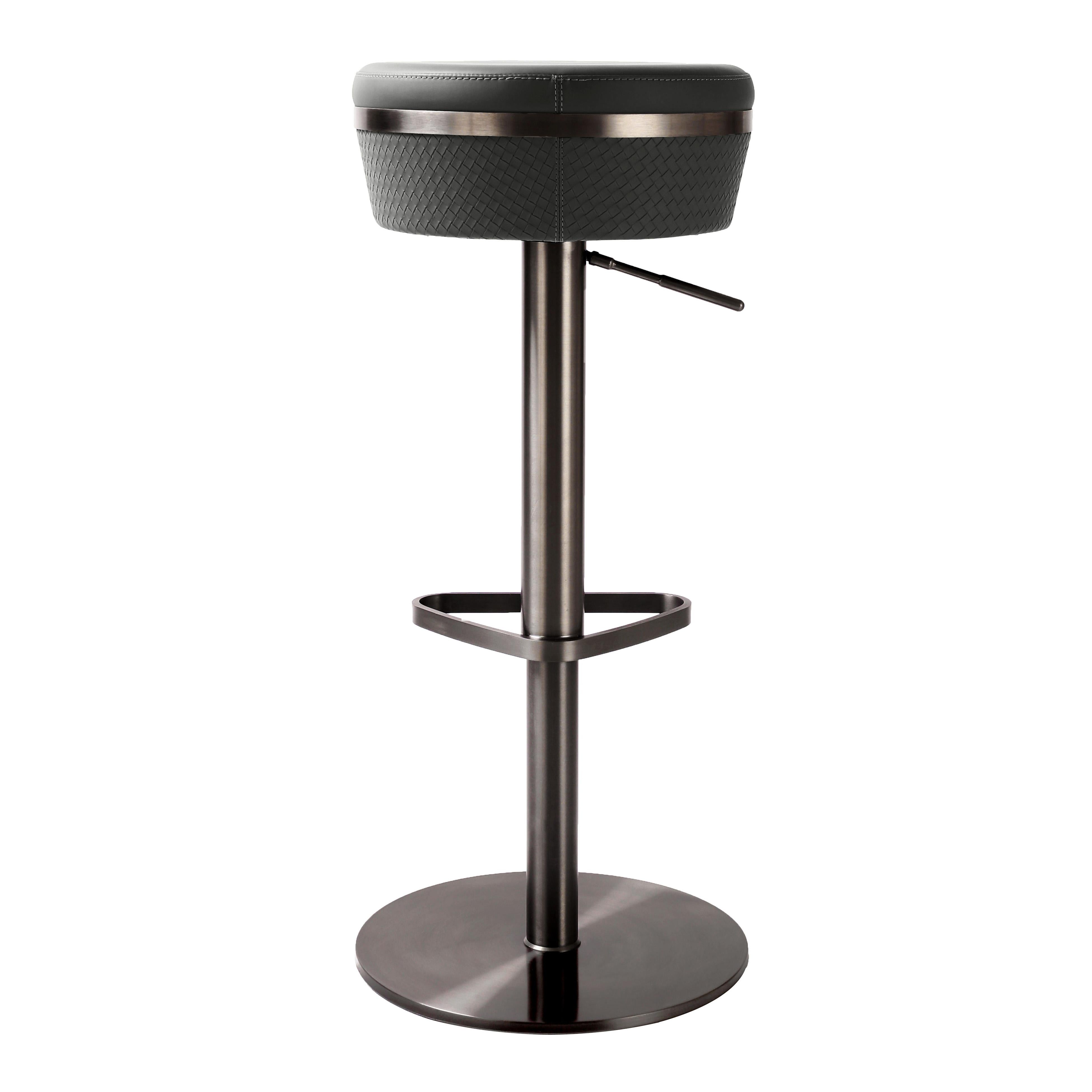 Astro Grey Woven Performance Vegan Leather Adjustable Stool