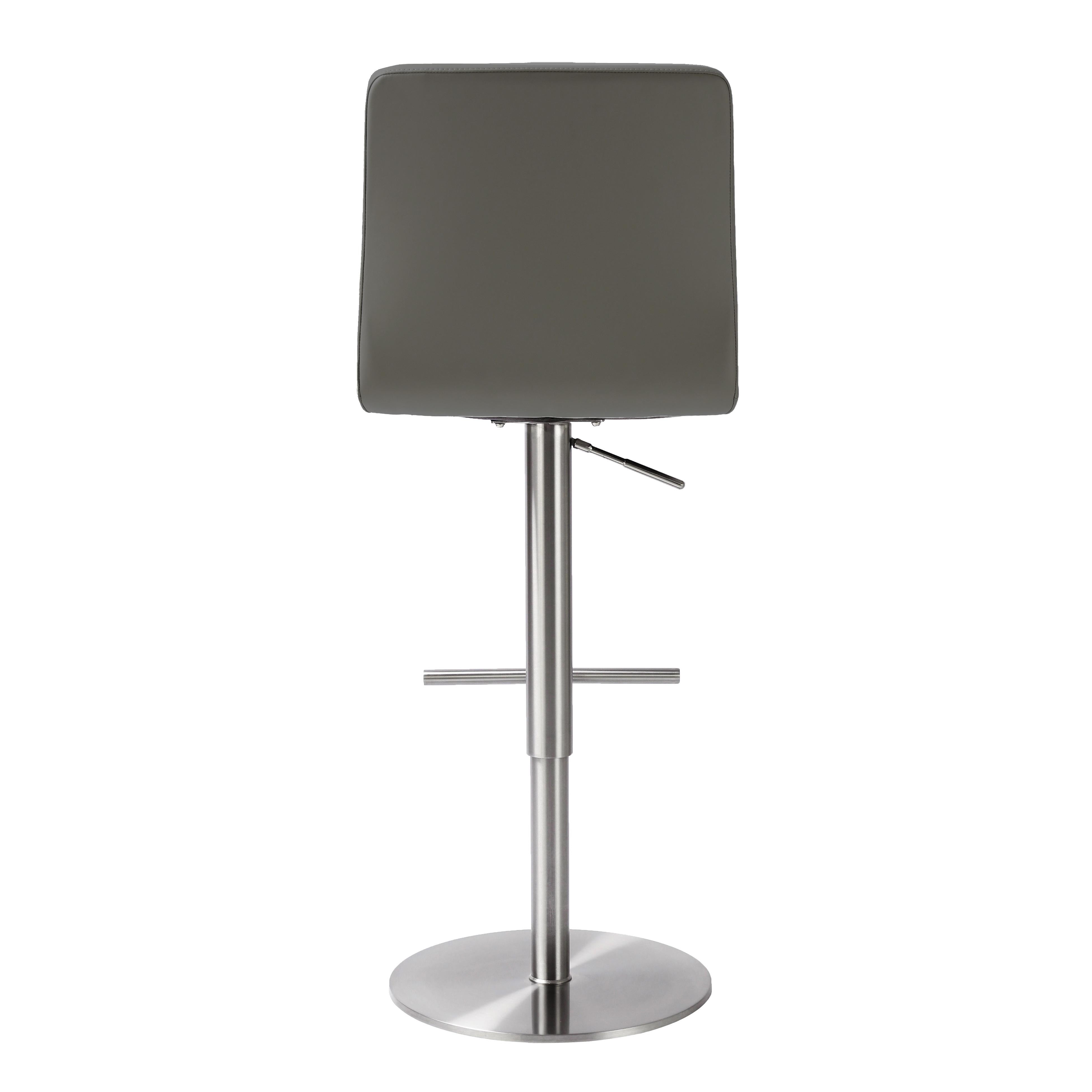 Paddy Dark Grey Vegan Leather on Silver Adjustable Stool - UK
