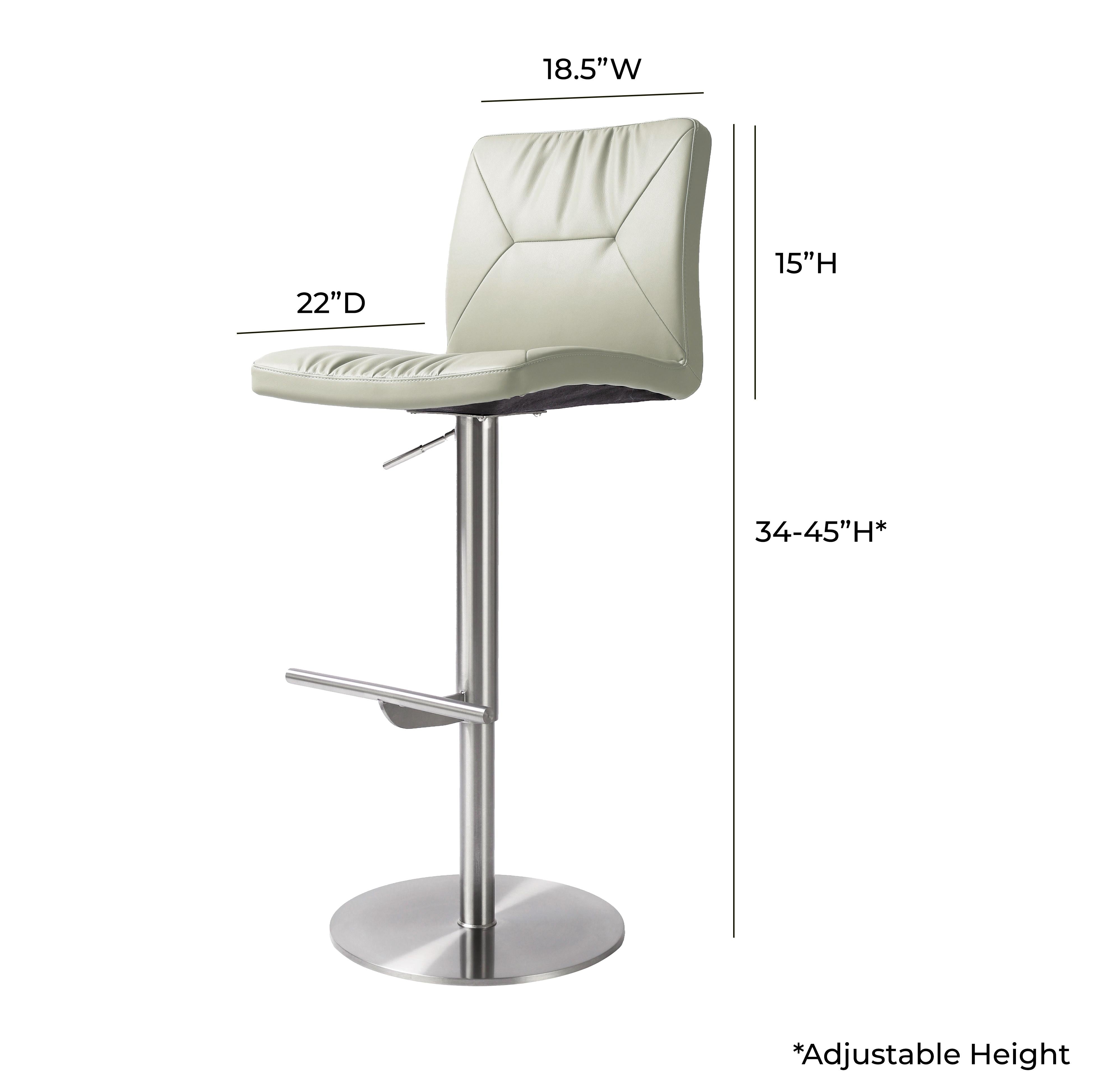 Paddy Light Grey Vegan Leather on Silver Adjustable Stool - UK