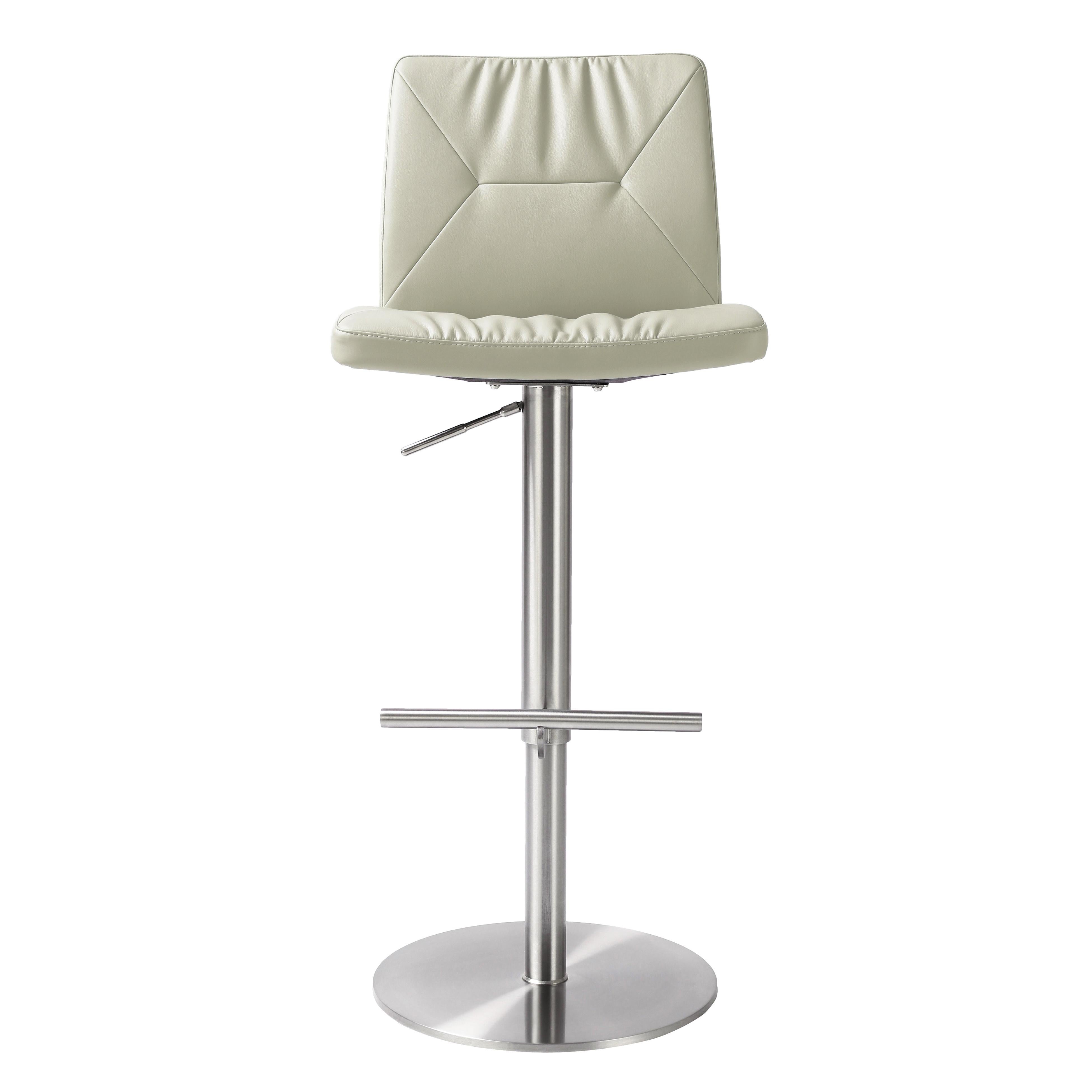 Paddy Light Grey Performance Vegan Leather on Silver Adjustable Stool