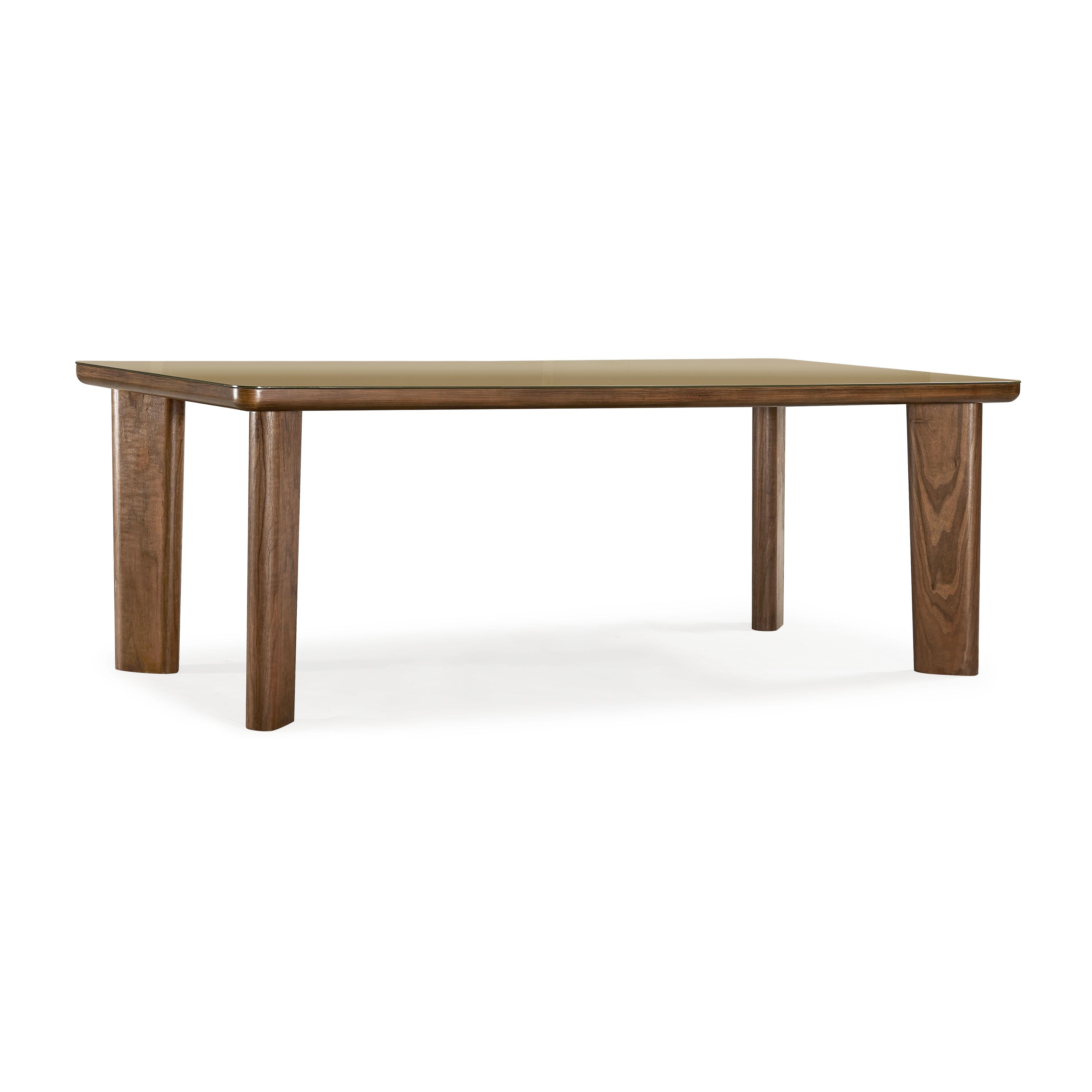 Oani Walnut and Glass Long Dining Table
