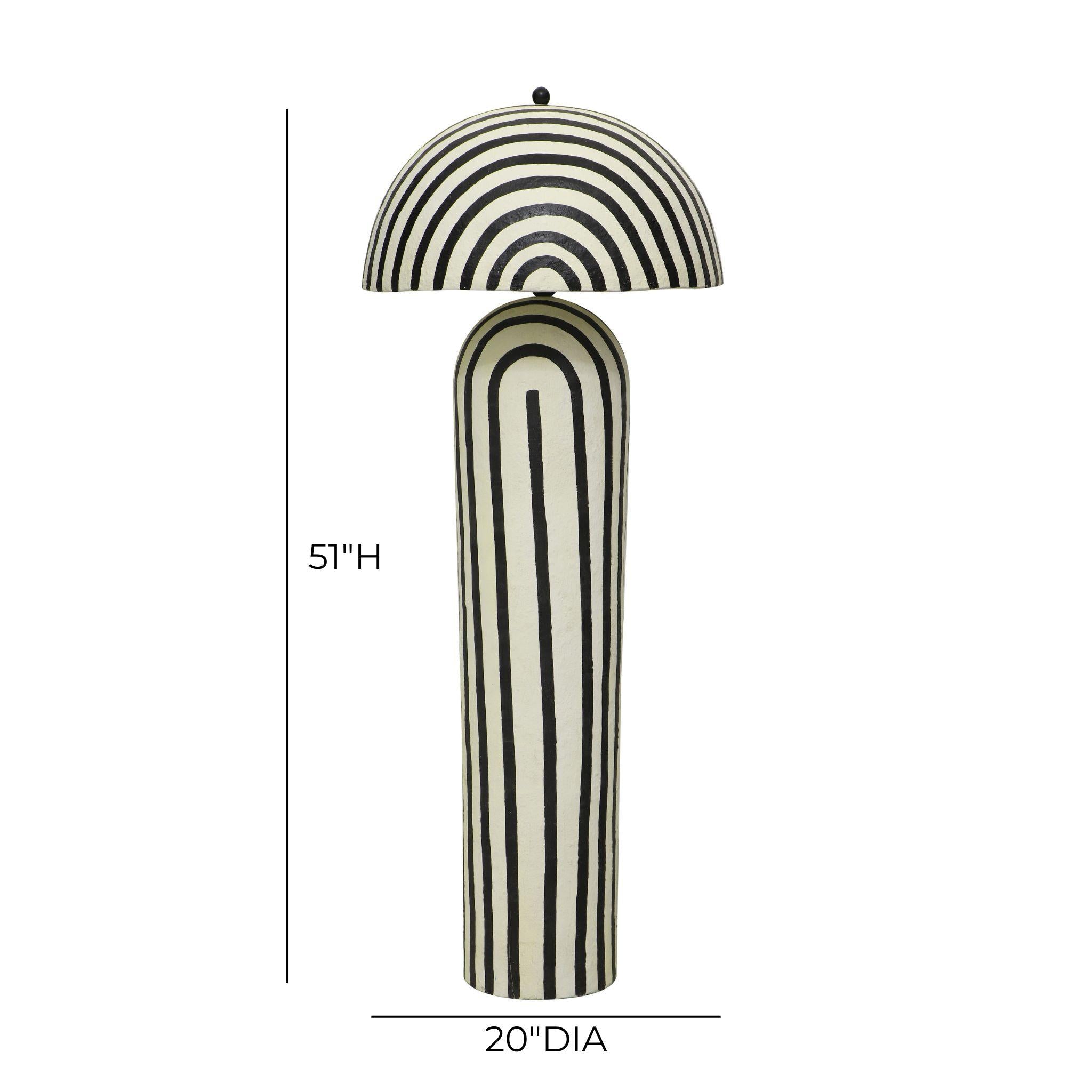 Maiori Black Striped Papier Mache Floor Lamp