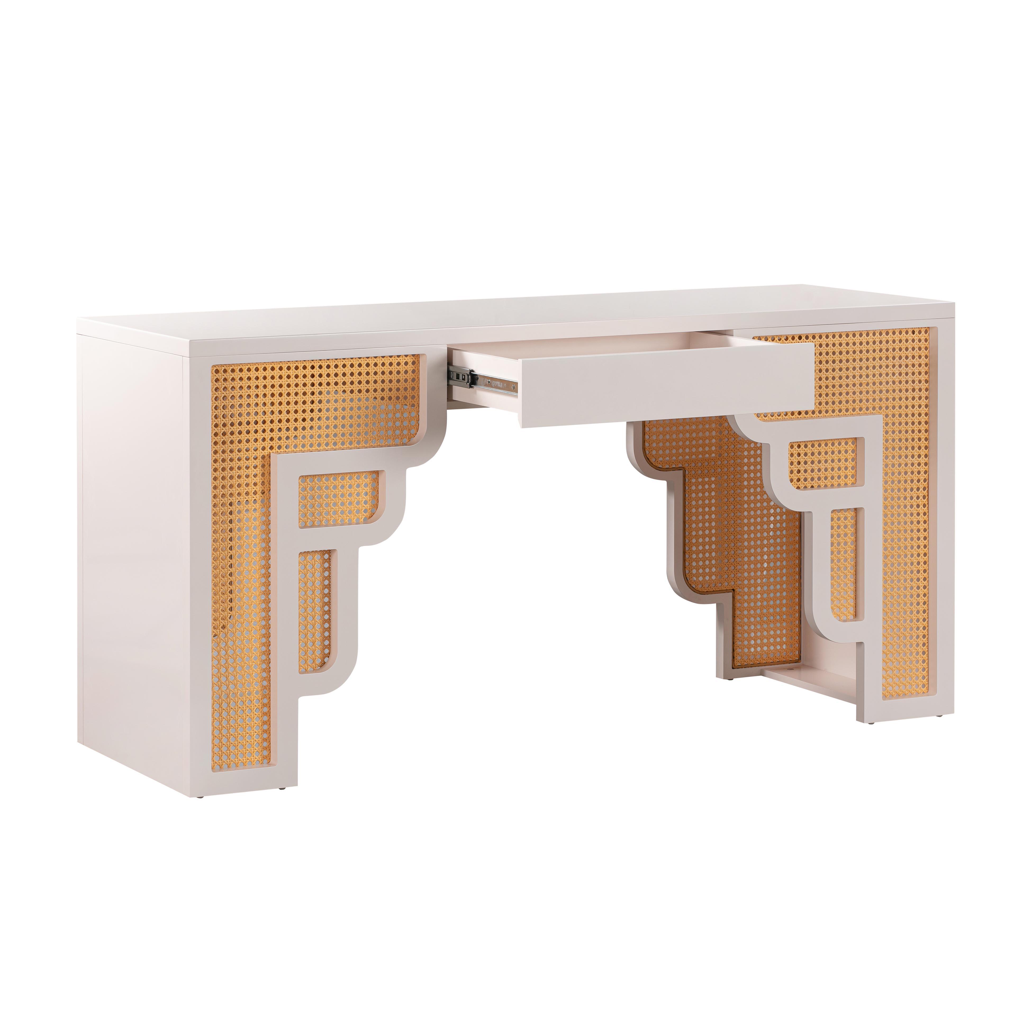 Suzie Cream & Rattan Executive Desk - UK