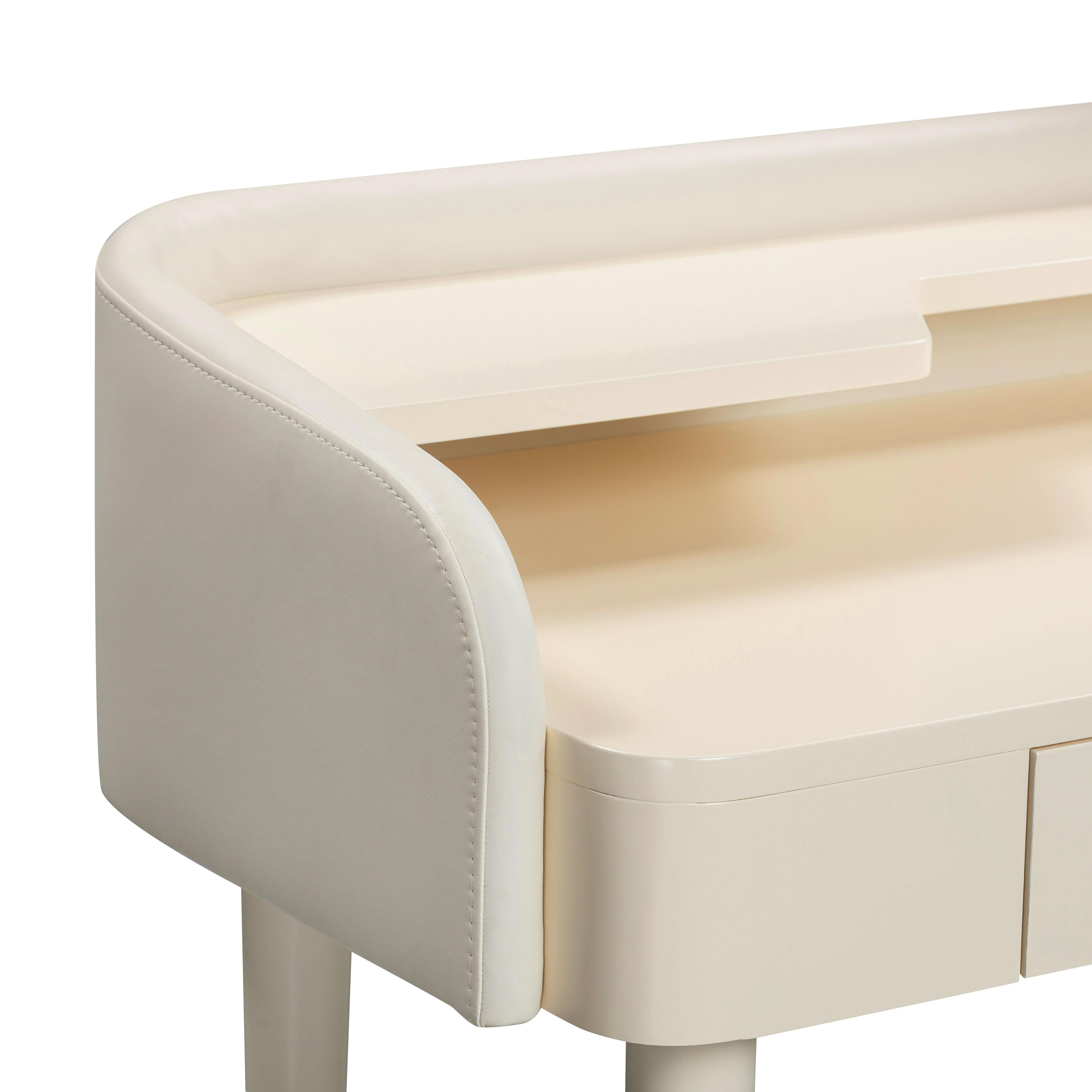 Penelope Cream Vegan Leather Wrapped Vanity Desk - UK