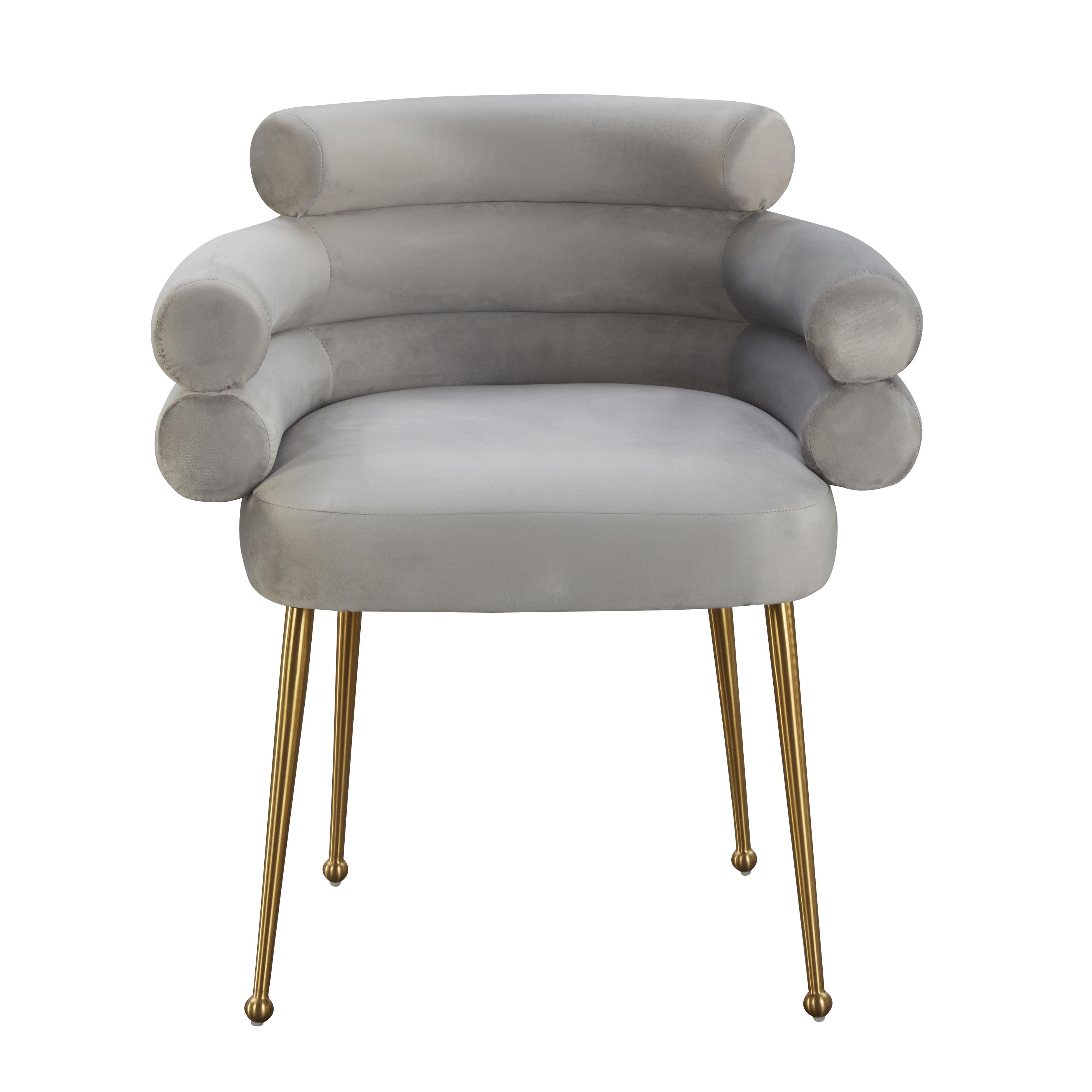 Dente Grey Velvet Dining Chair - UK