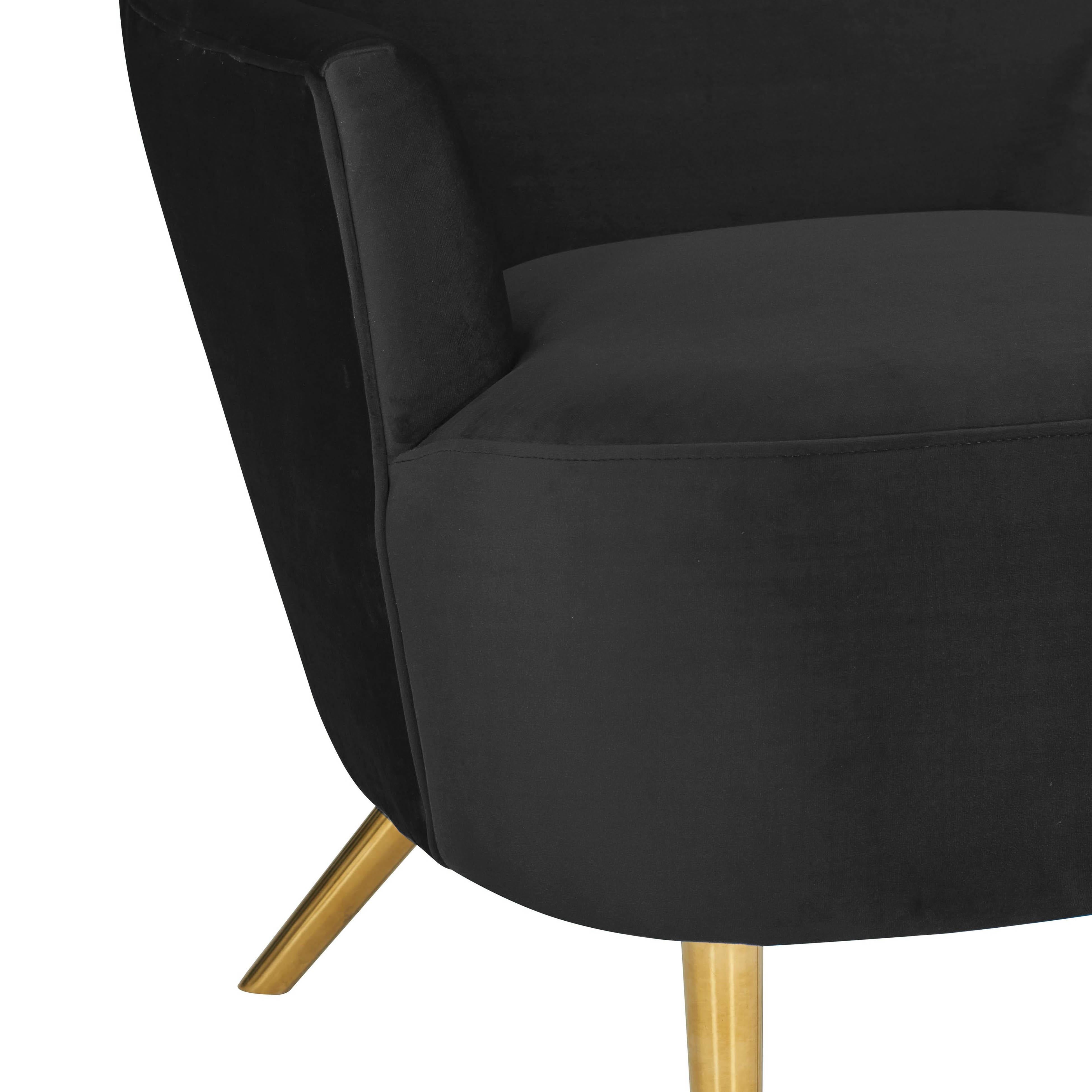 Julia Black Velvet Wingback Chair - UK