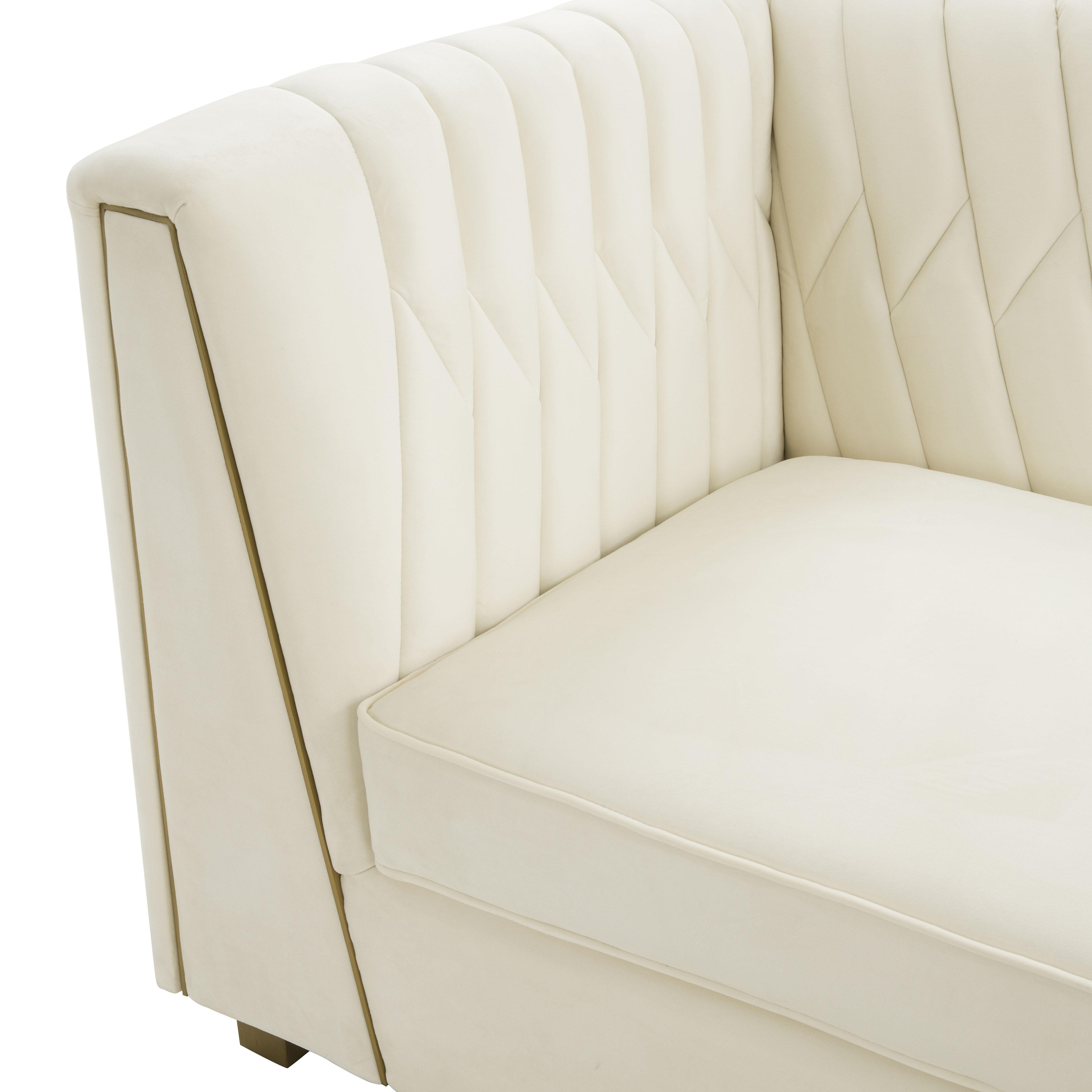 Wafa Cream Velvet Sofa - UK