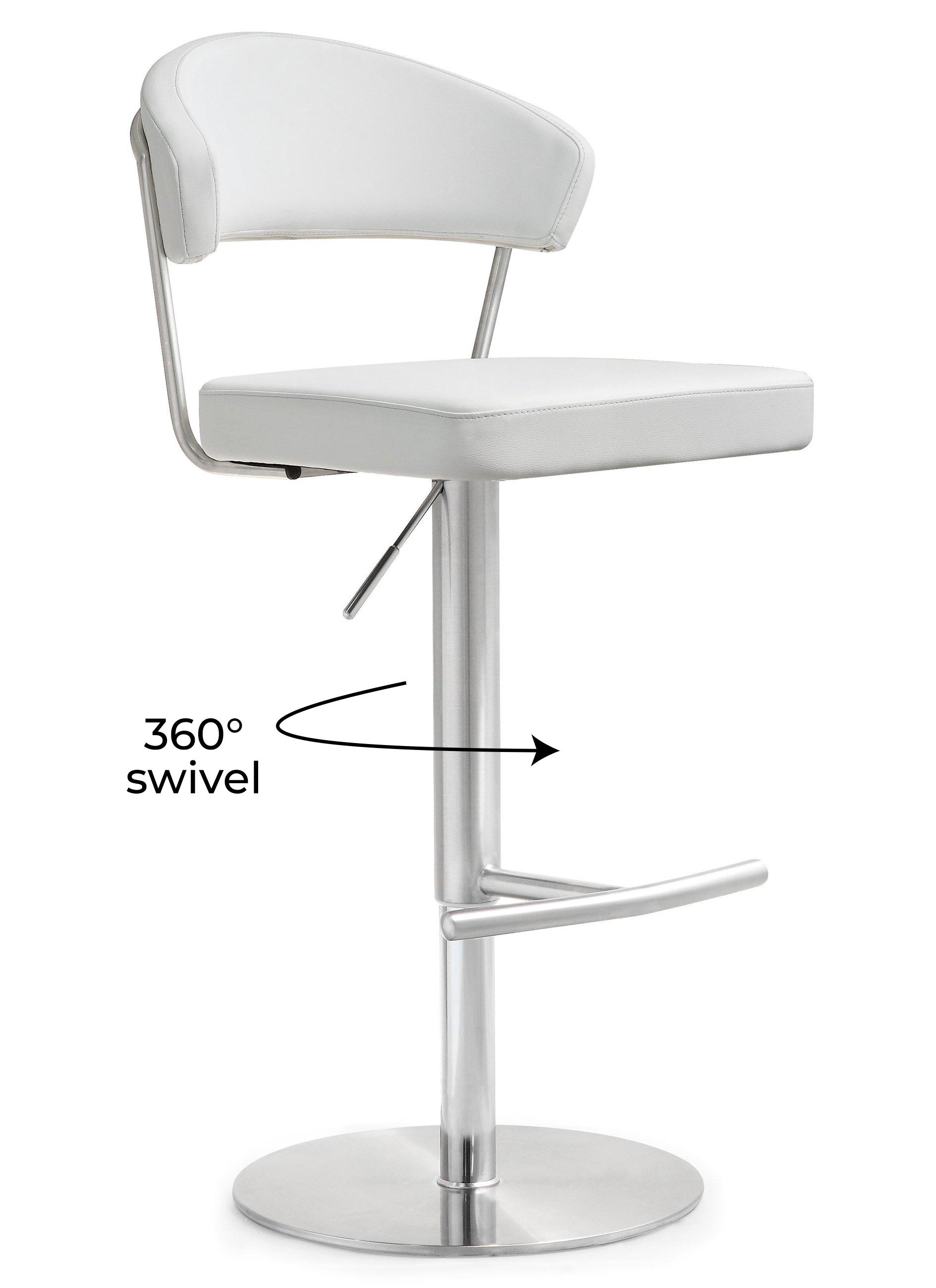 Cosmo White Performance Vegan Leather and Stainless Steel Barstool