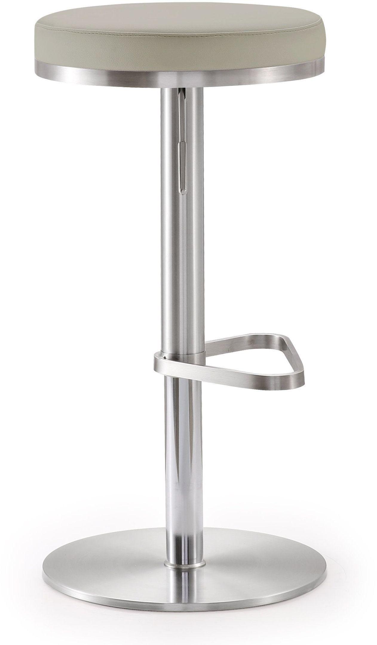 Fano Light Grey Performance Vegan Leather and Stainless Steel Barstool