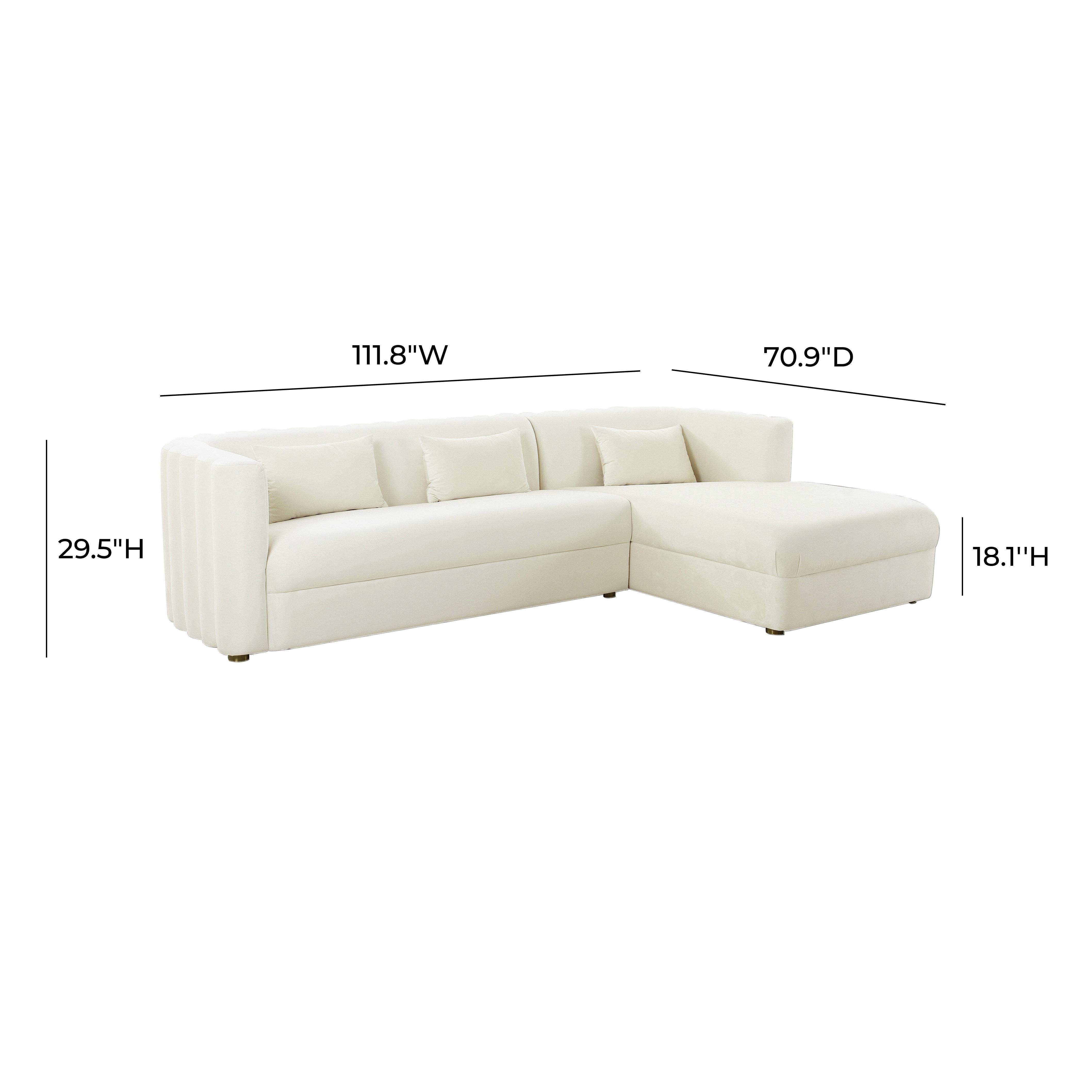 Callie Cream Velvet Sectional - RAF
