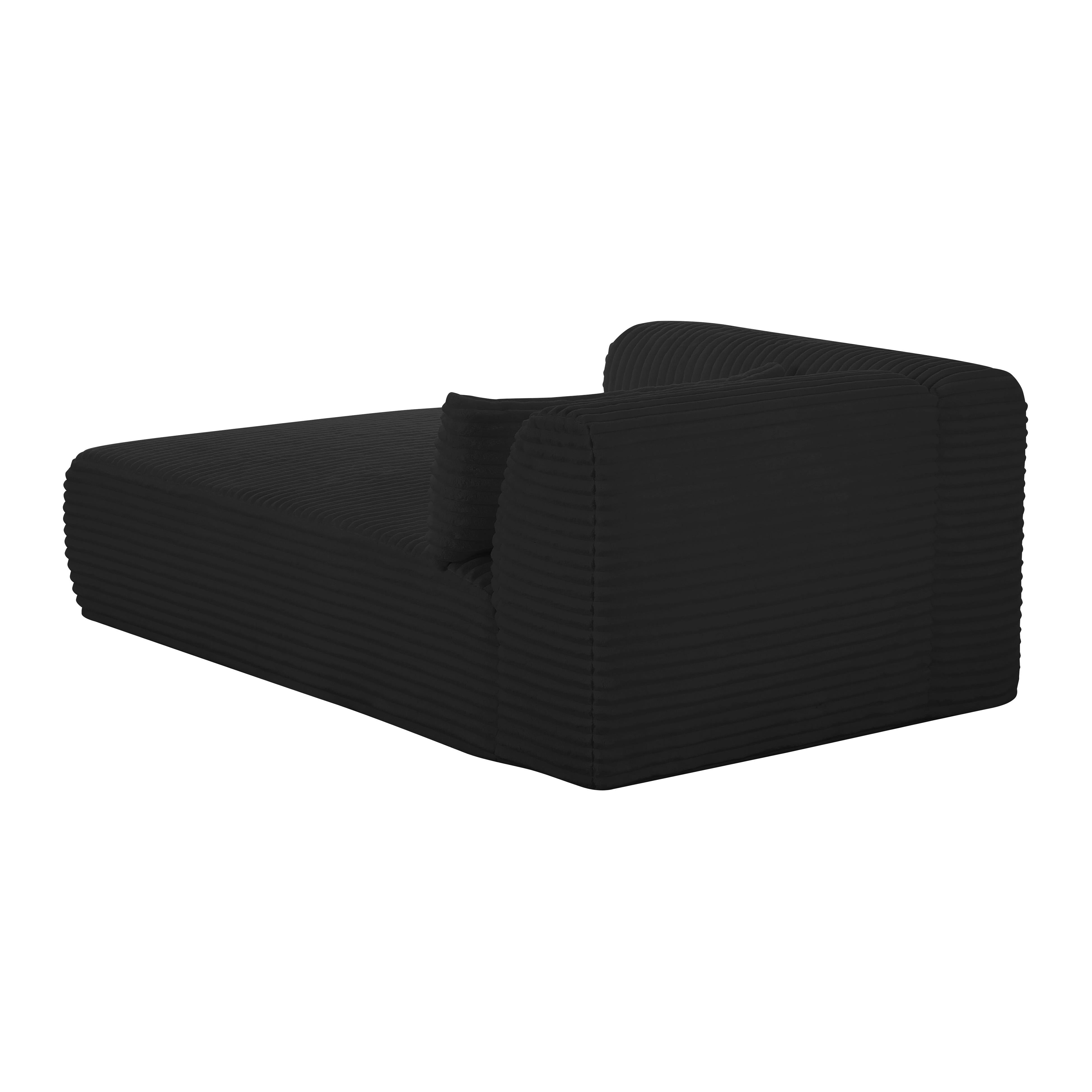 Tarra Fluffy Oversized Black Corduroy Modular LAF Chaise