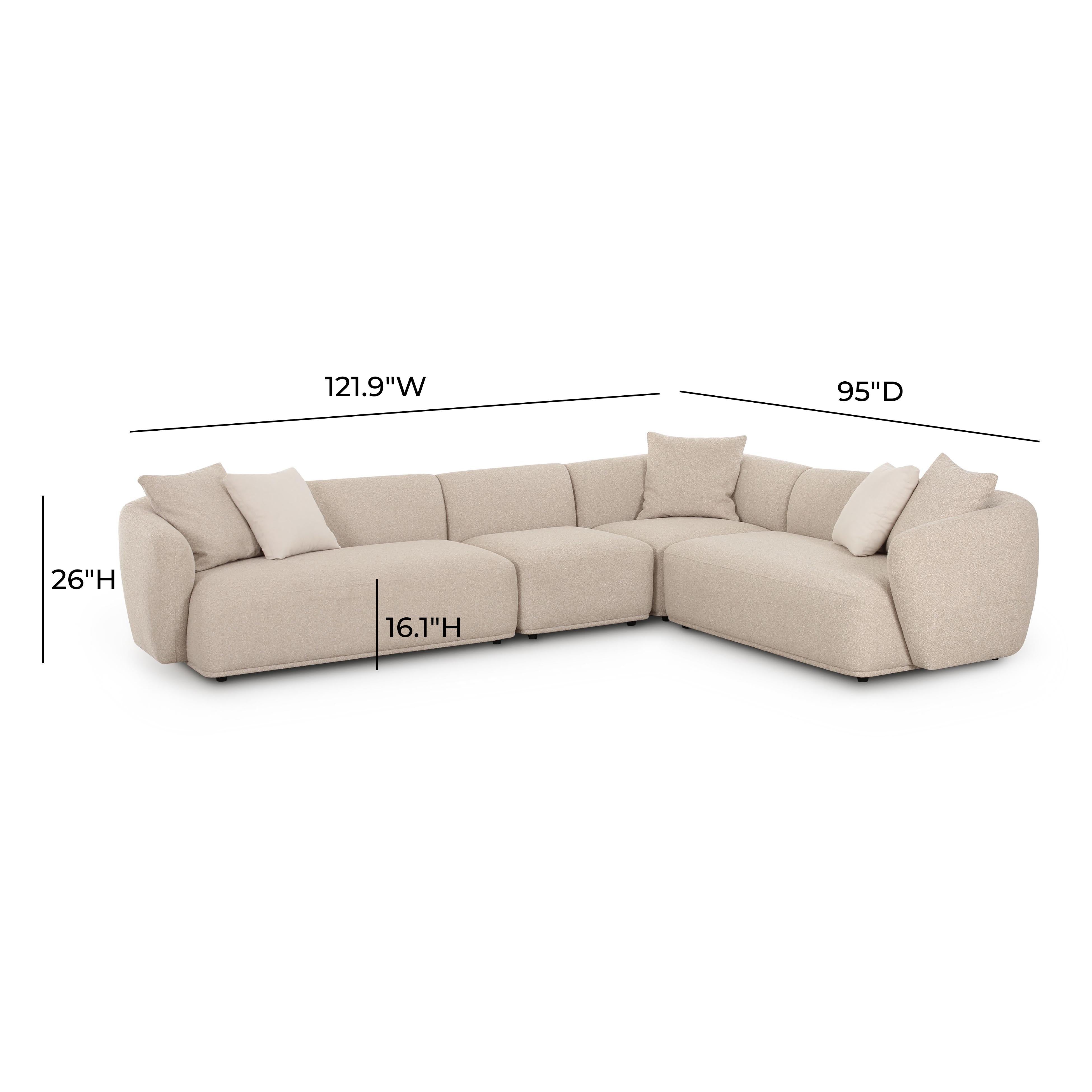 Sylvie Cream Boucle 4-Piece Sectional