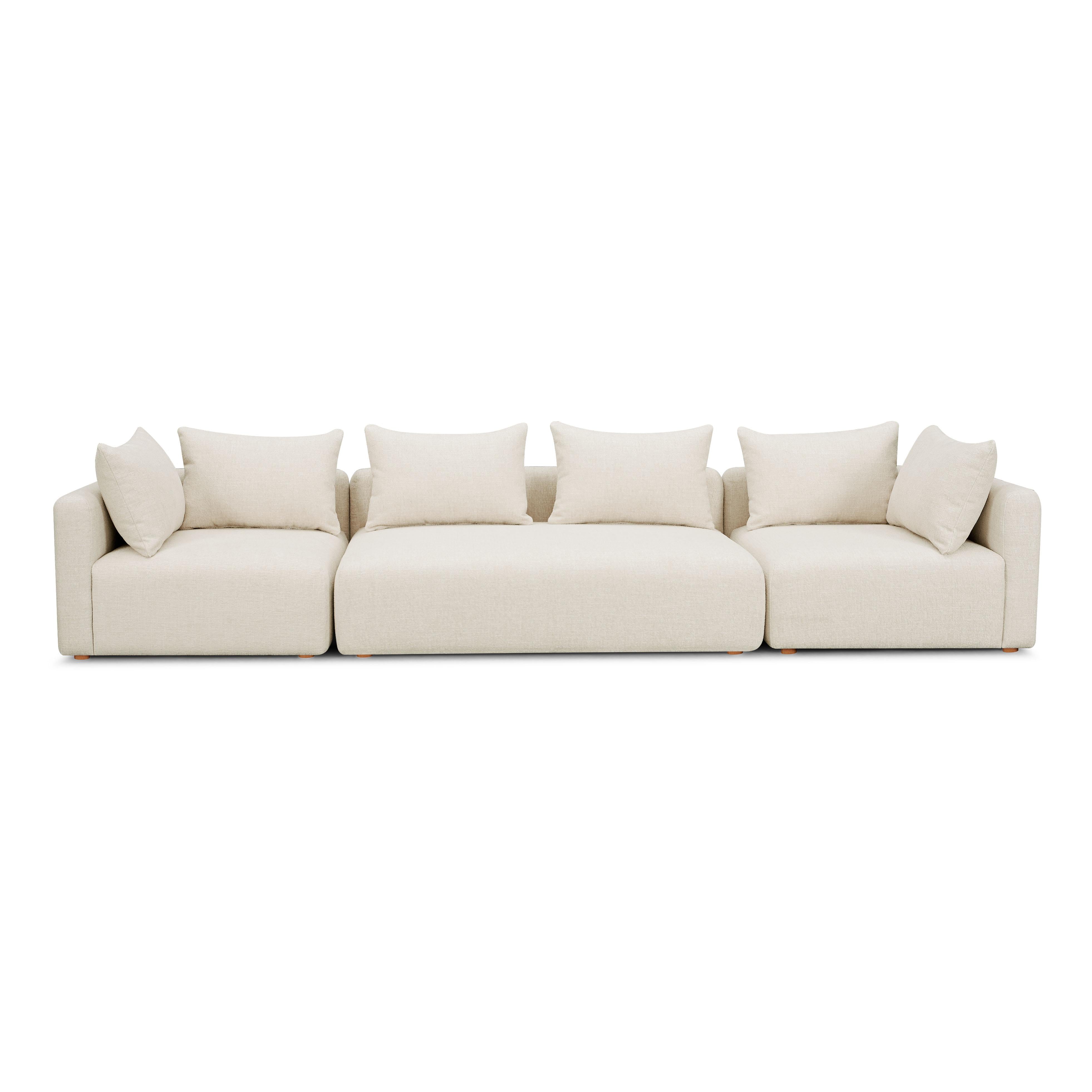 Hangover Cream Heavy Textured Fabric 145" Long Sofa