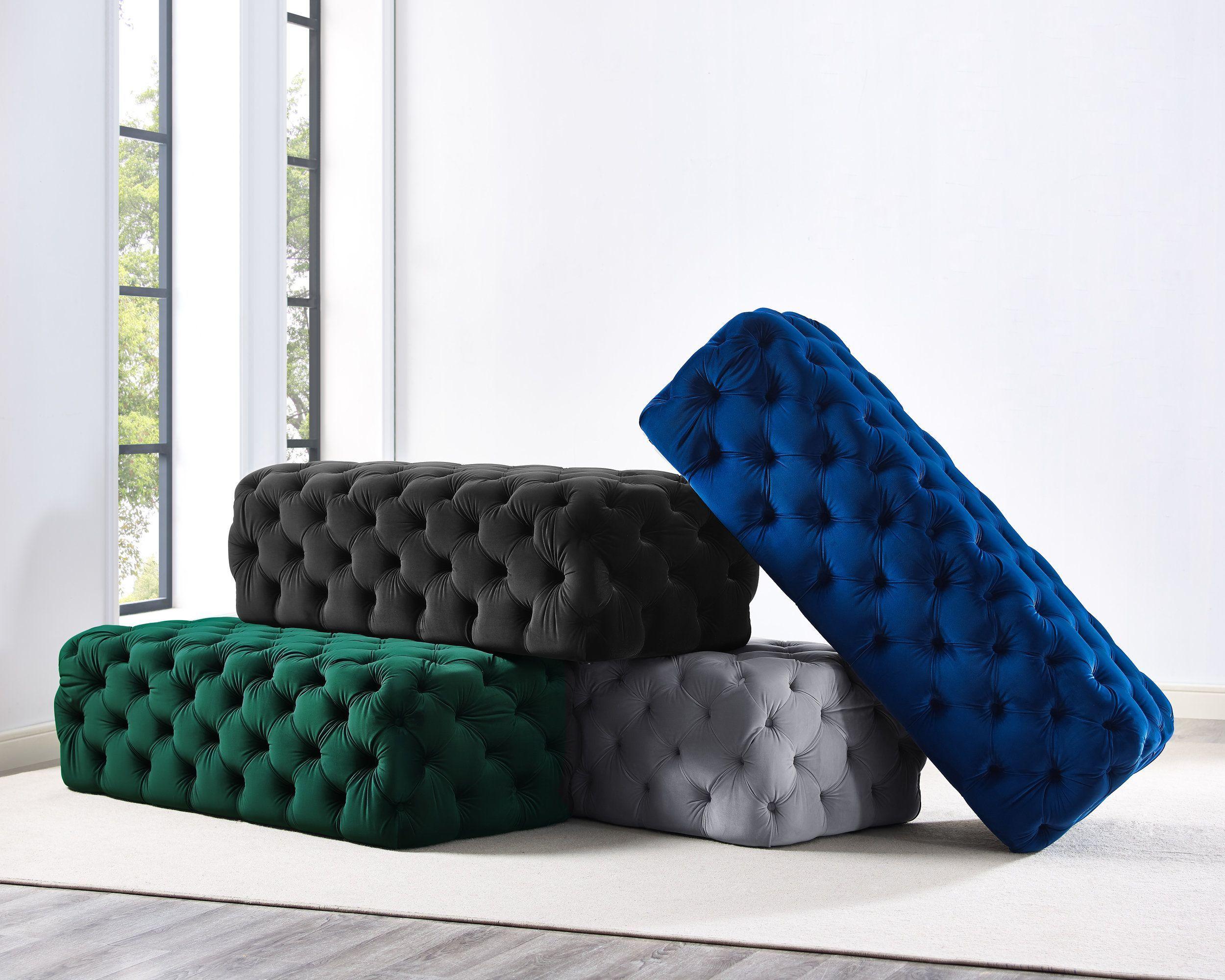 Kaylee Green Velvet Ottoman - UK