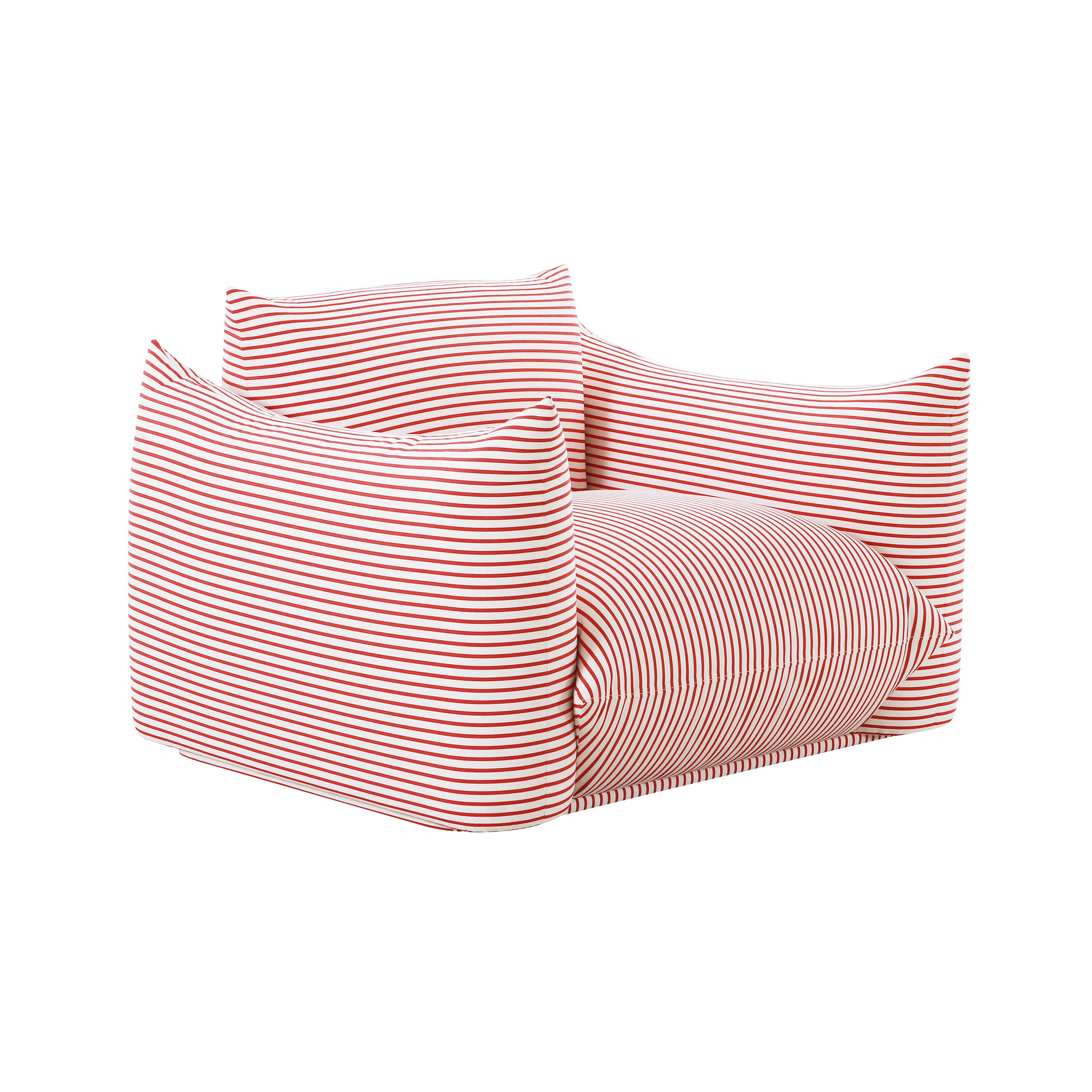 Saint Tropez Pearl and Red Striped Stuffed Outdoor Armchair - UK
