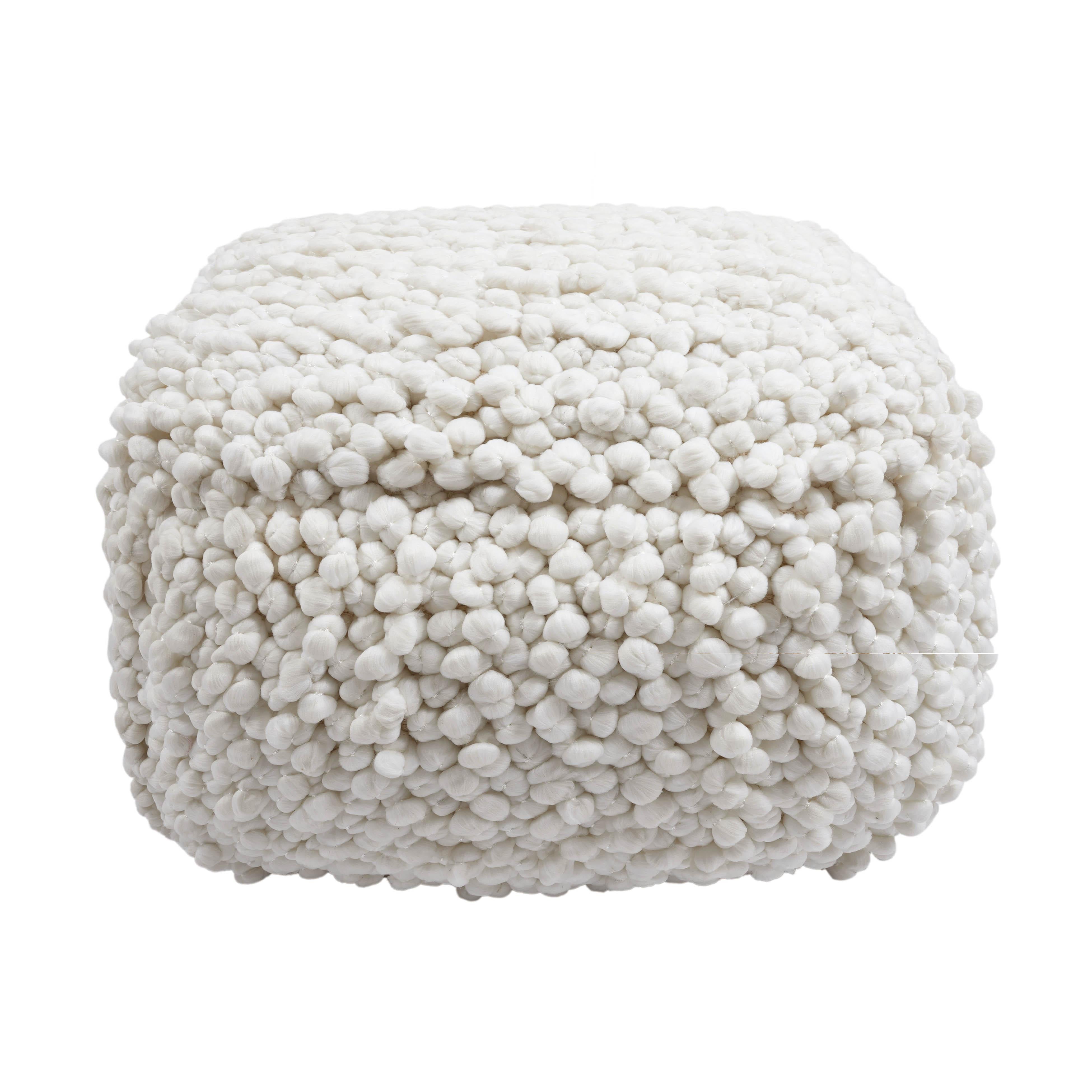 Cathy Cream Woven Pouf