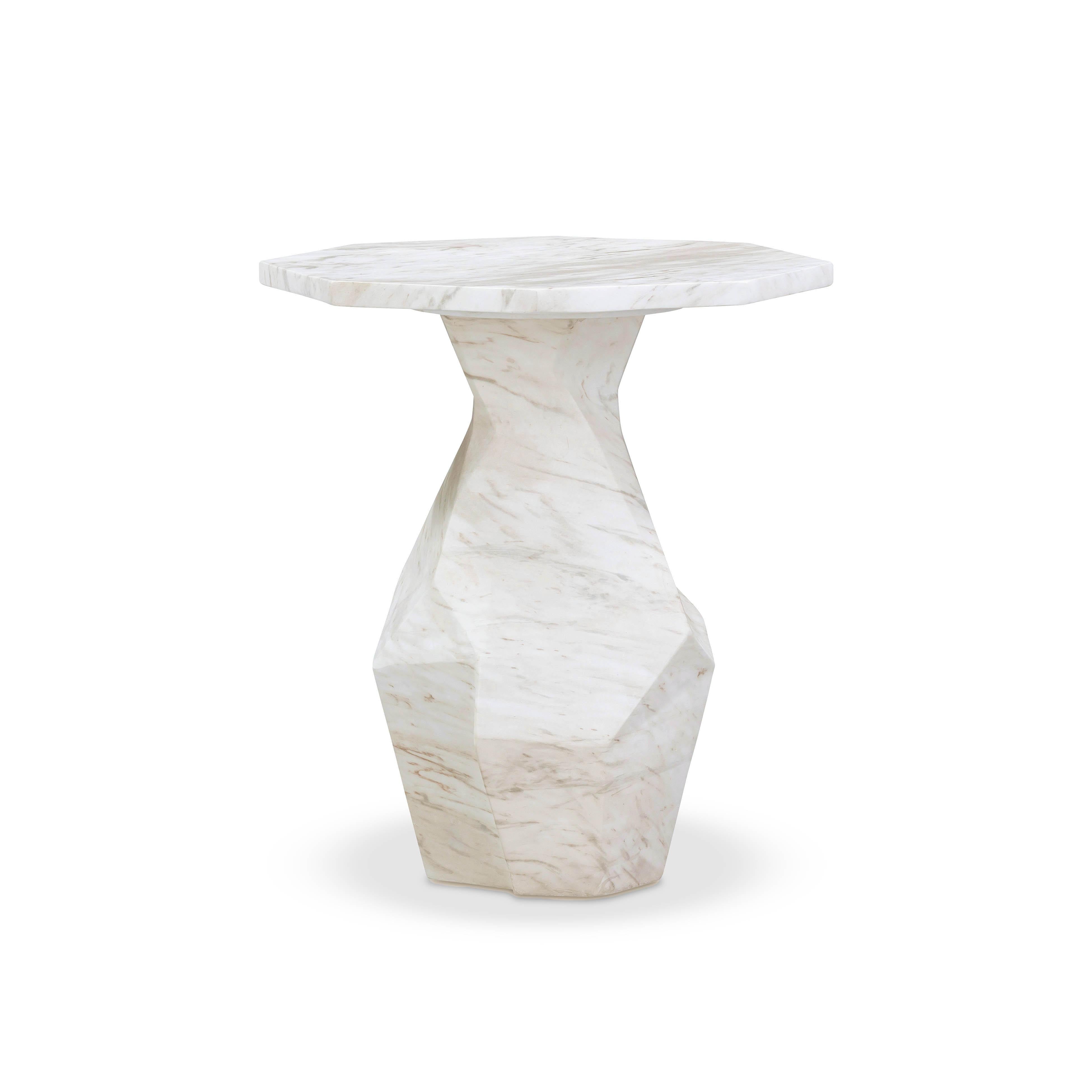 Esme Faux Marble Round Side Table