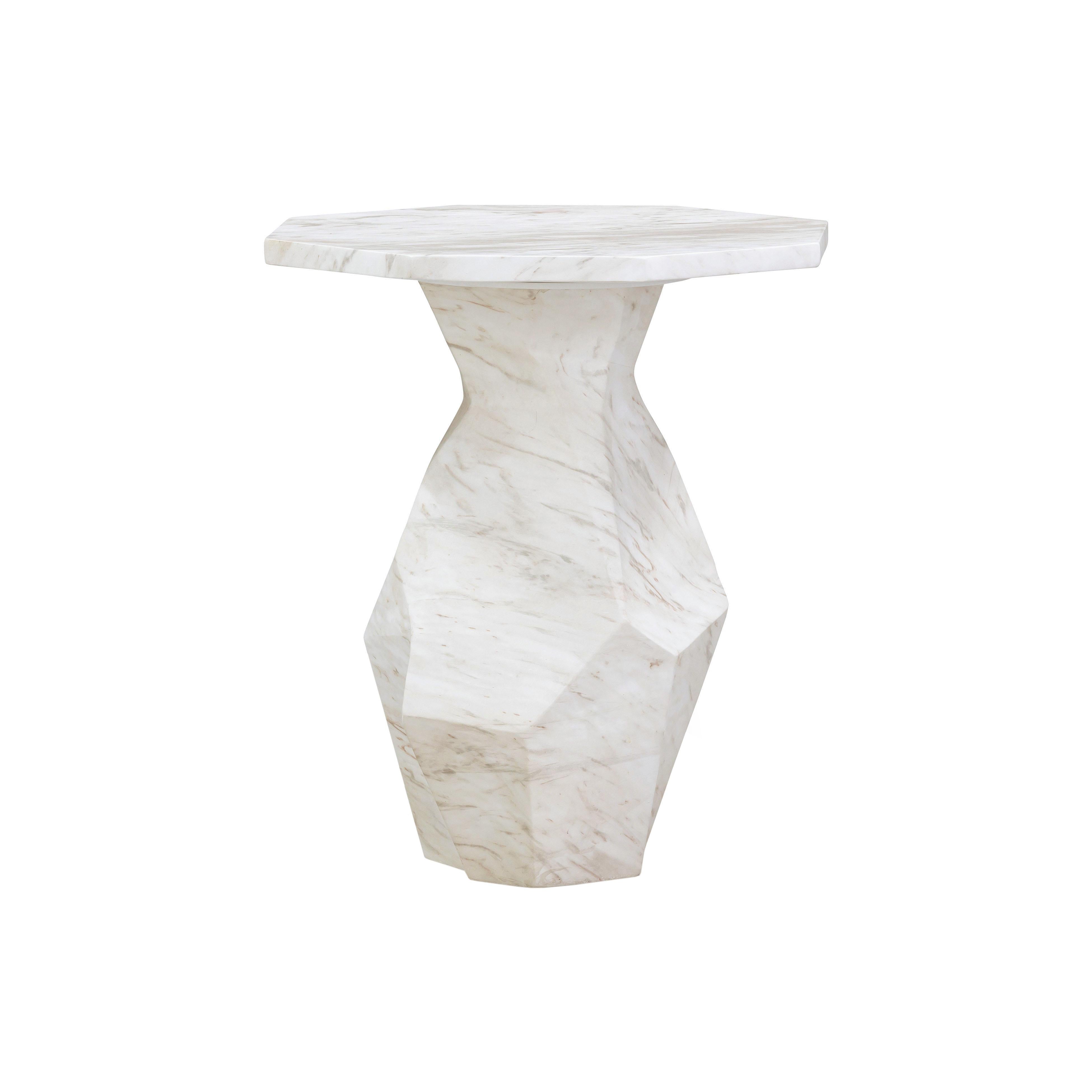 Esme Faux Marble Round Side Table