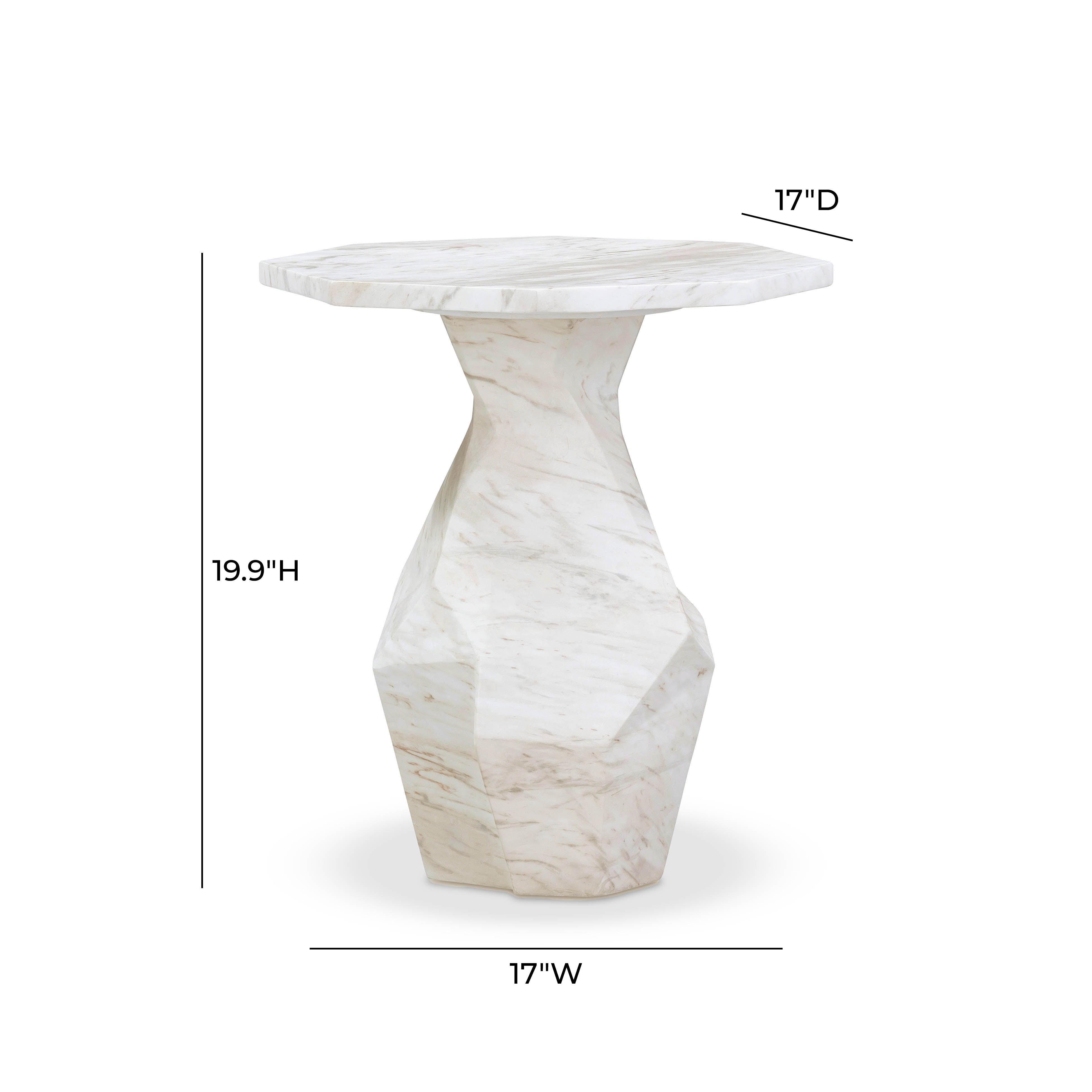 Esme Faux Marble Round Side Table