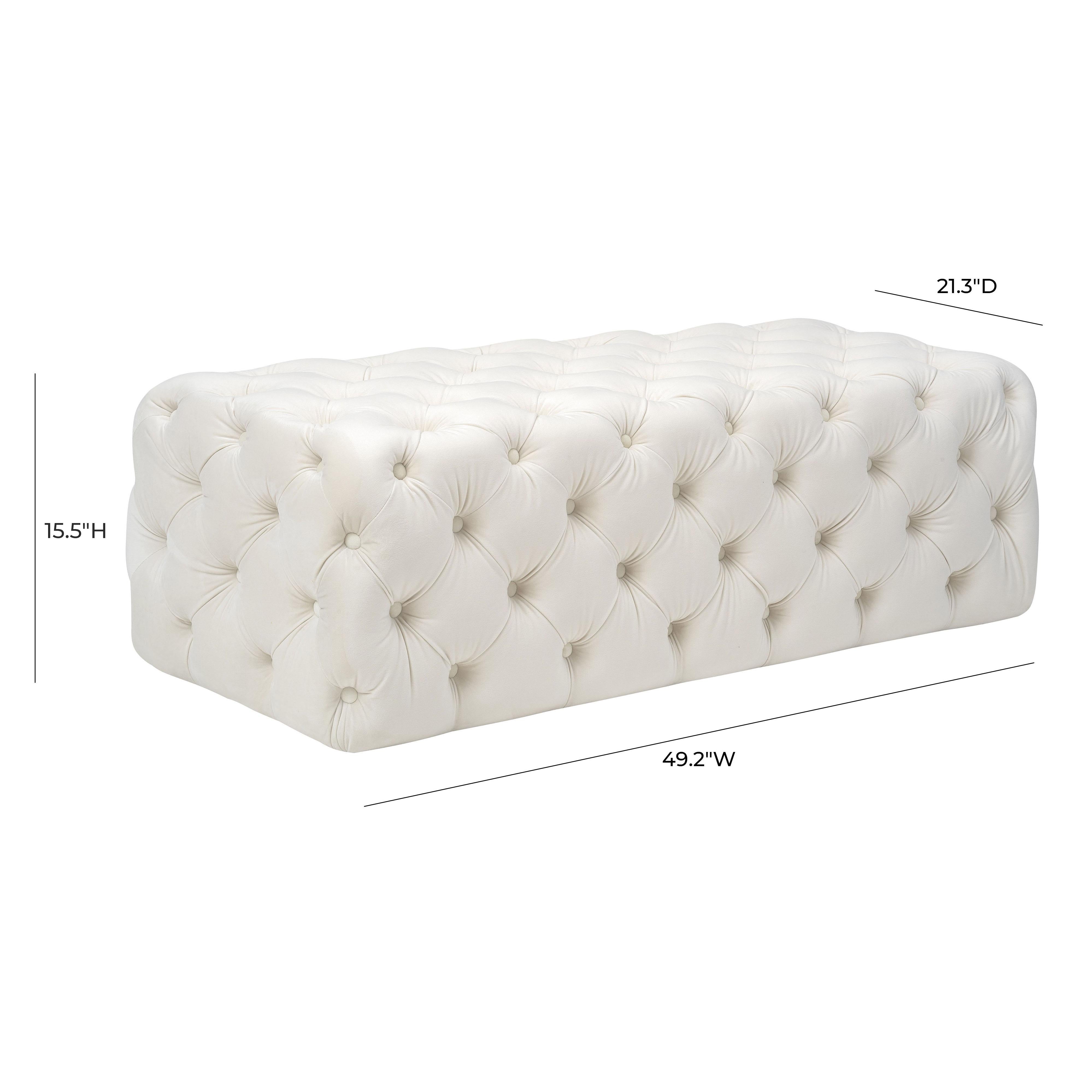 Kaylee Cream Velvet Ottoman