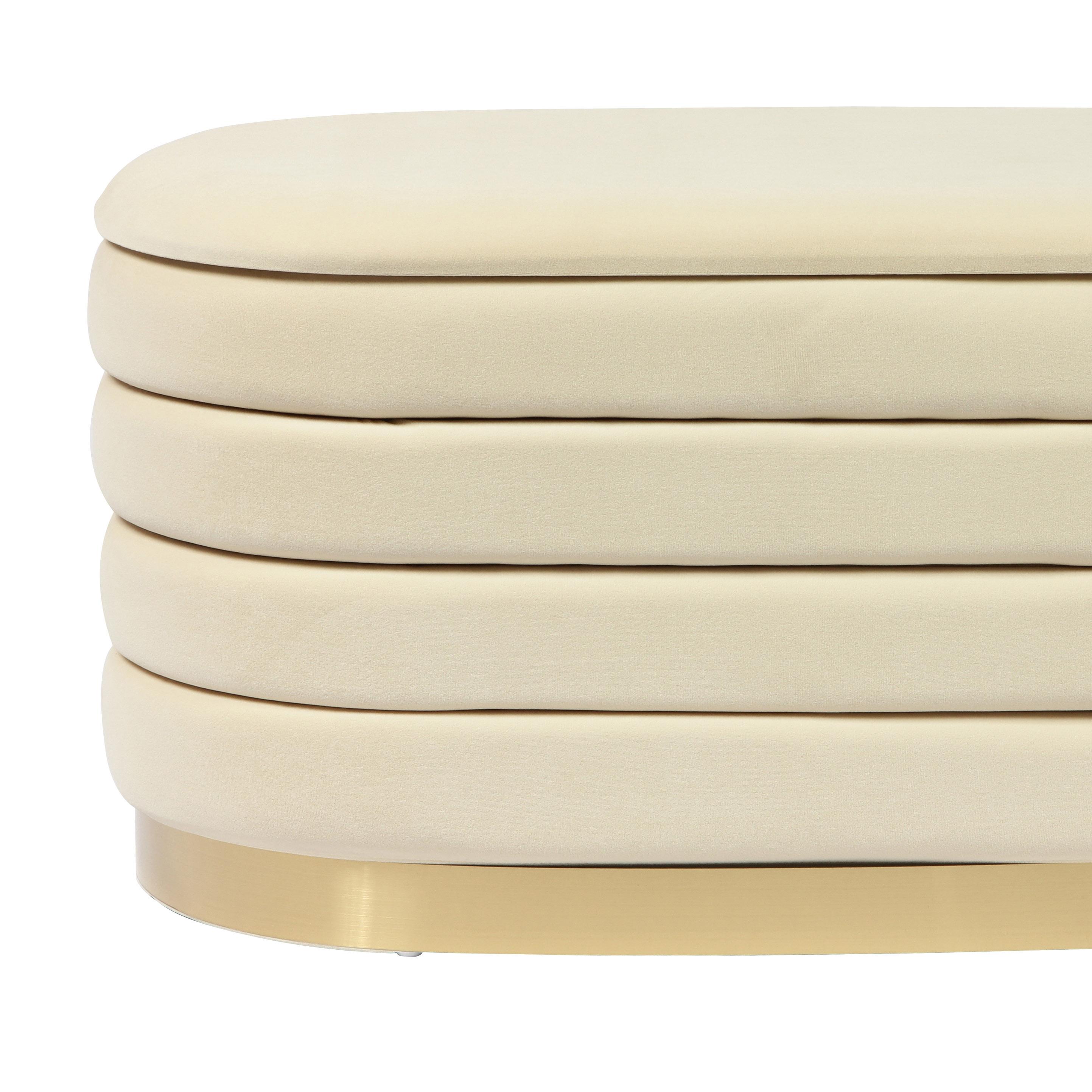 Lillian Cream Velvet Storage Bench