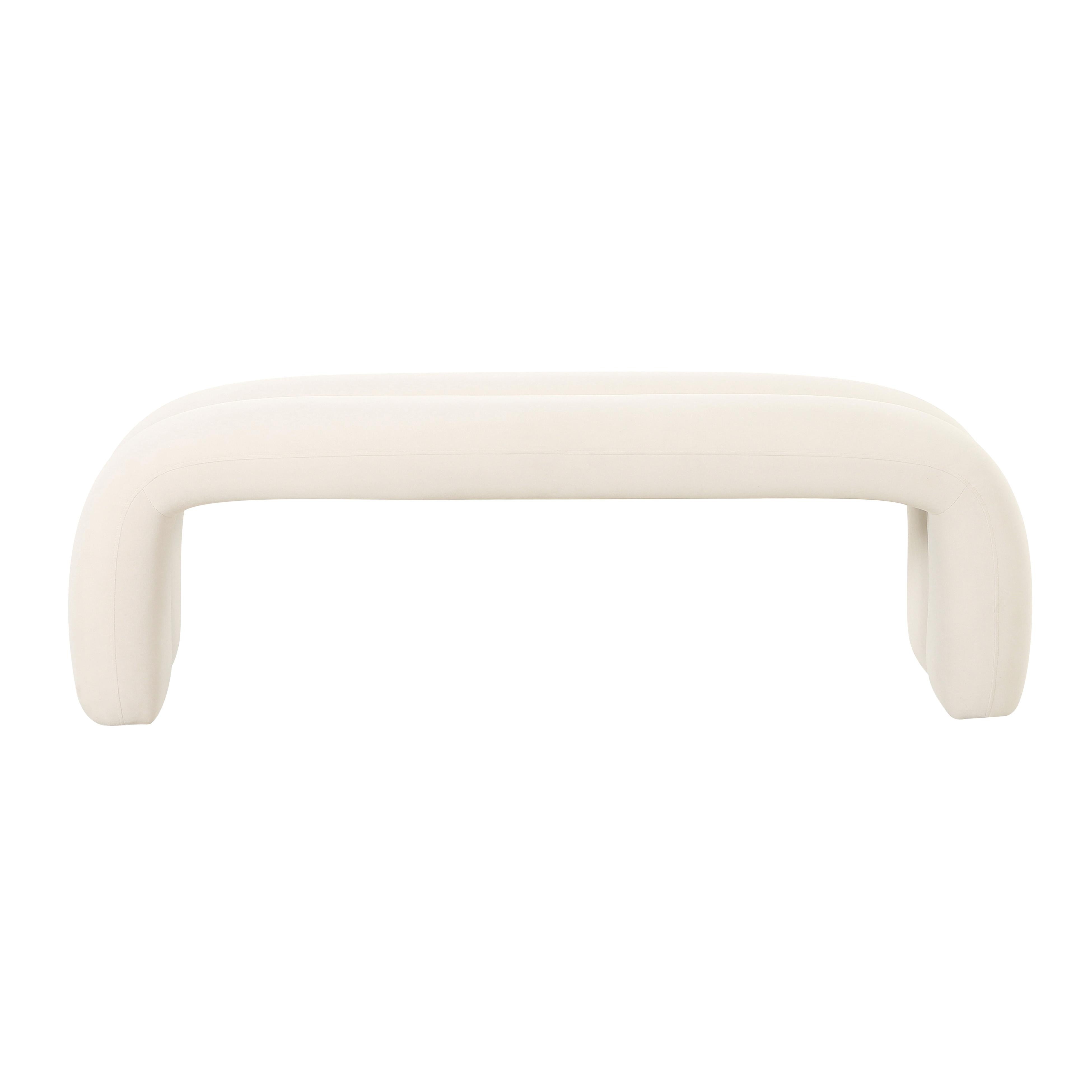Leigh Cream Velvet Channeled Bench