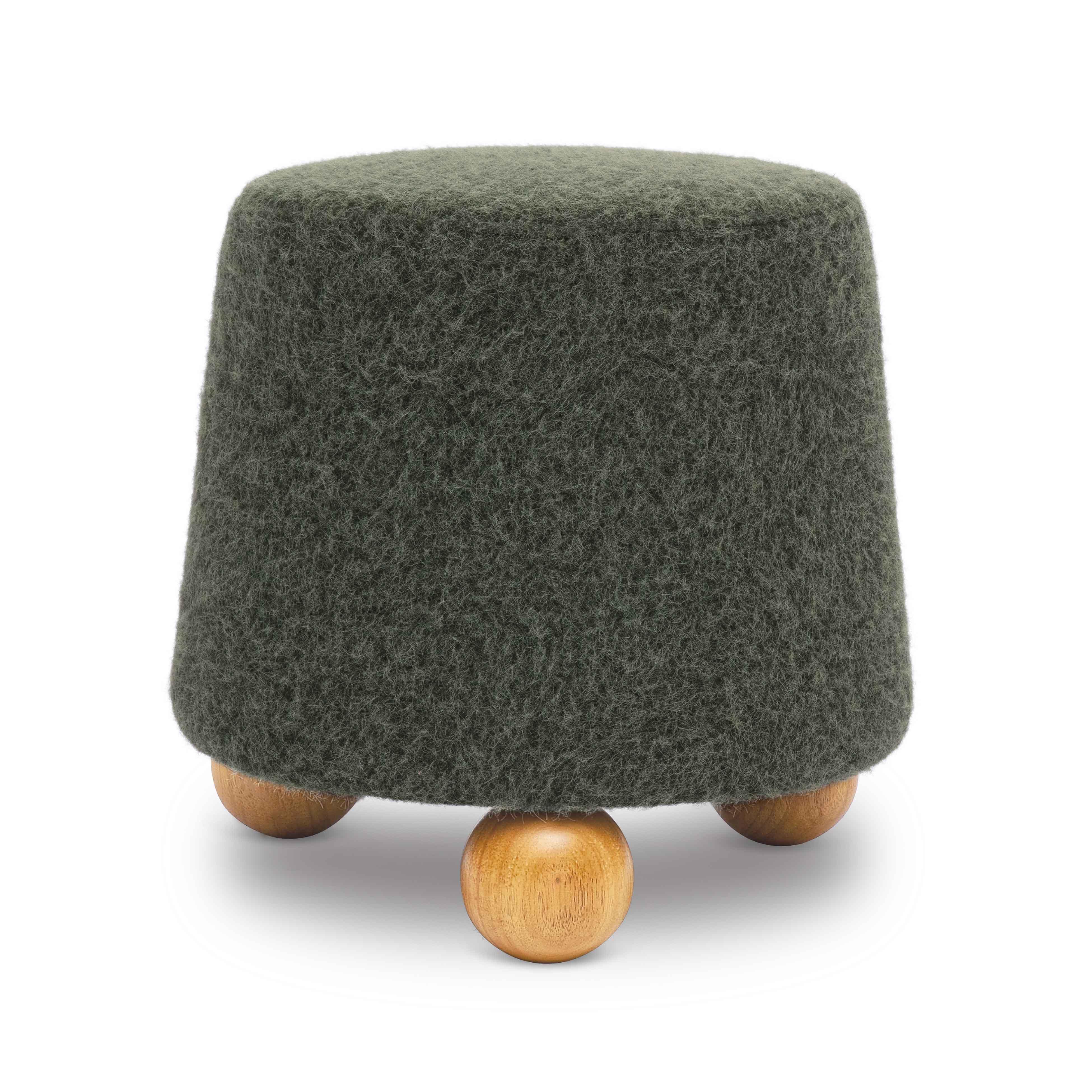 Jaine Forest Green Loose Mohair Ottoman
