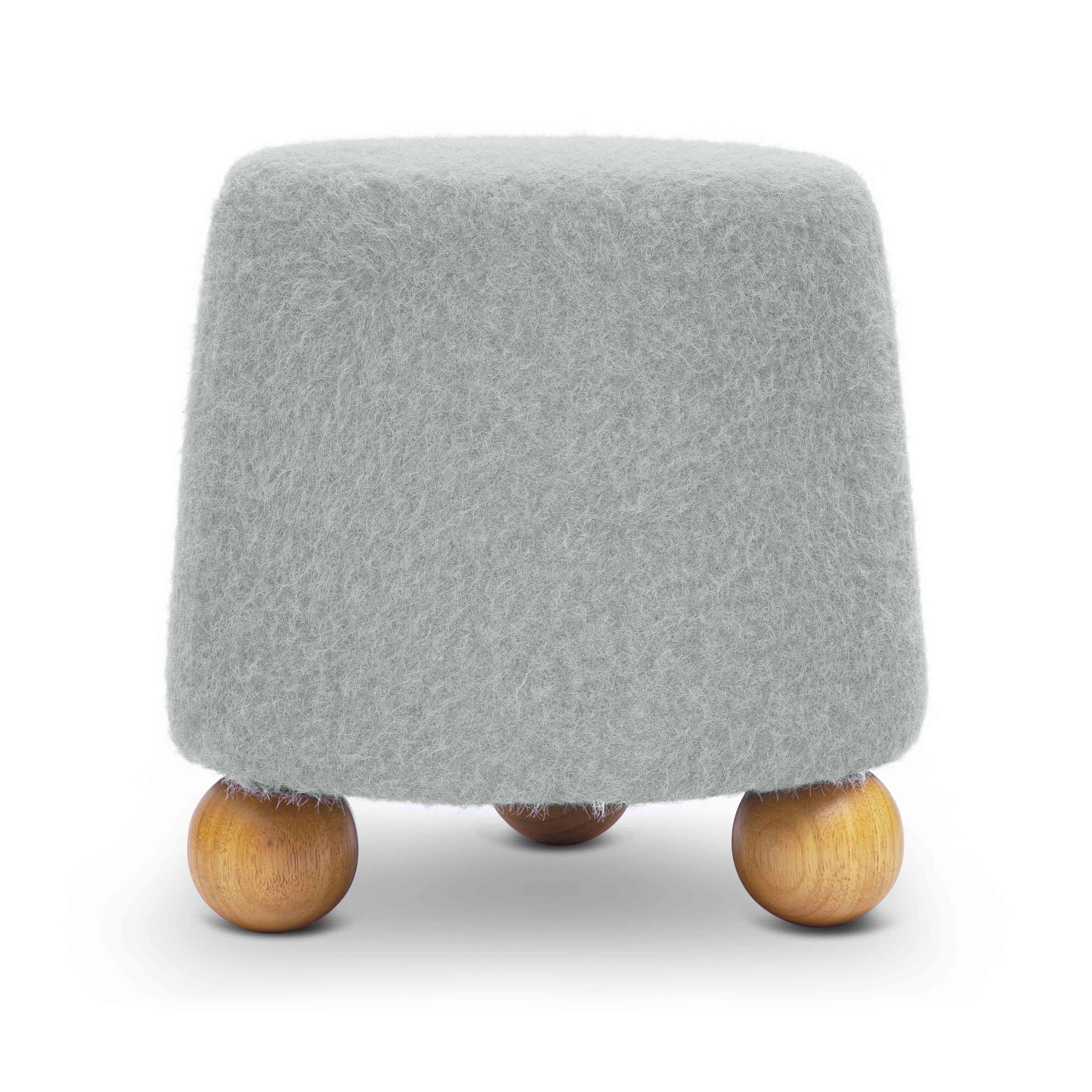 Jaine Stone Grey Loose Mohair Ottoman