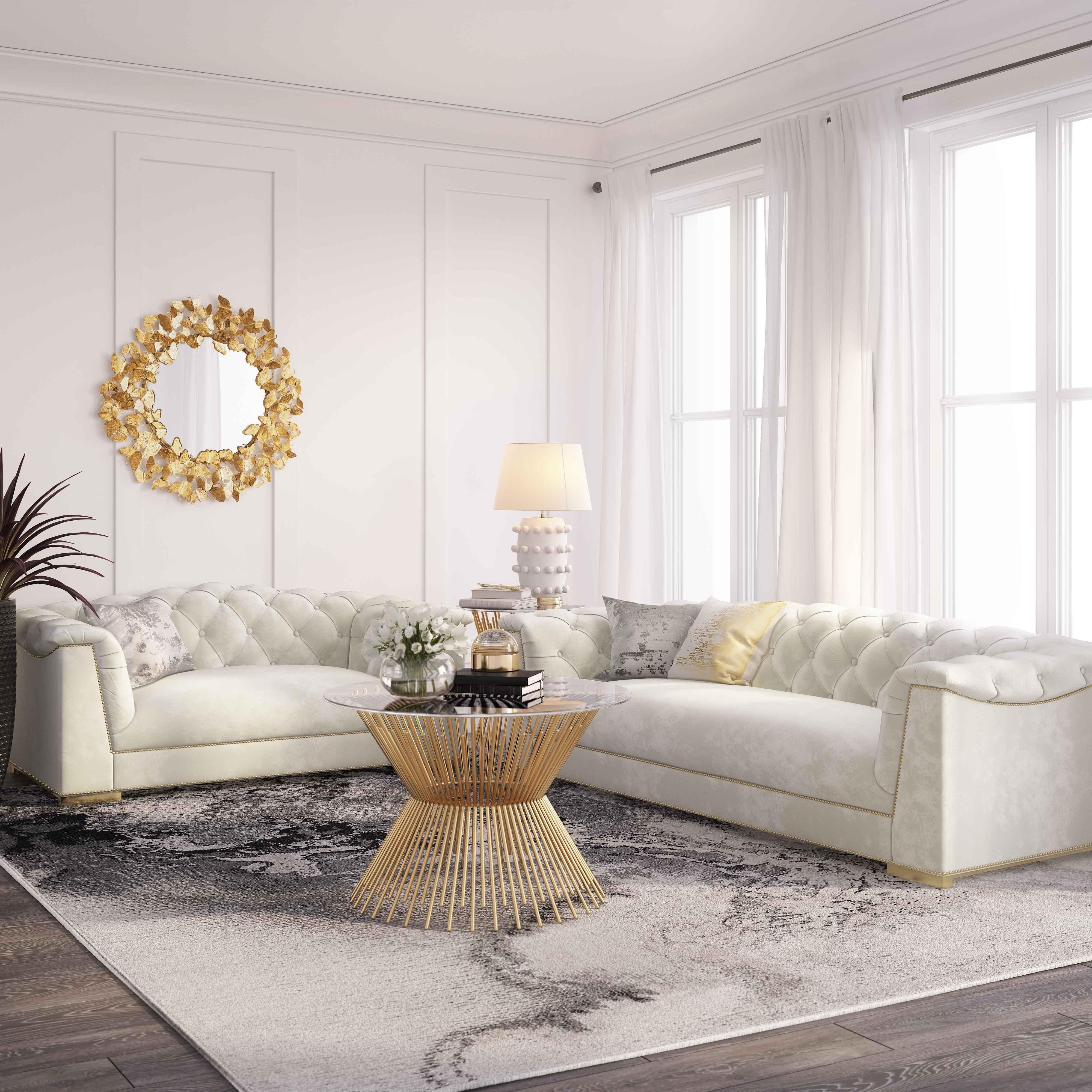 Farah Cream Velvet Sofa