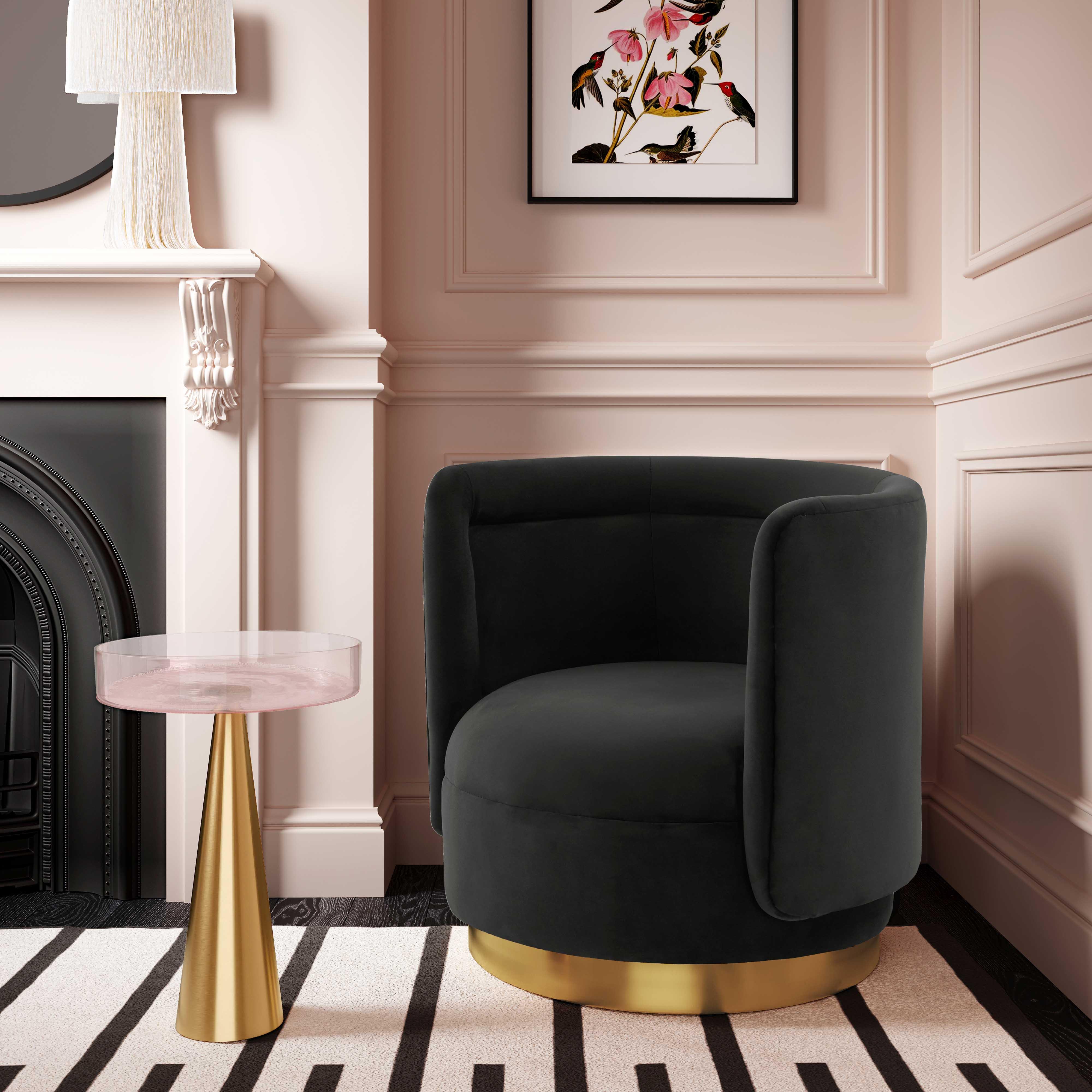 Remy Black Velvet Swivel Chair - UK