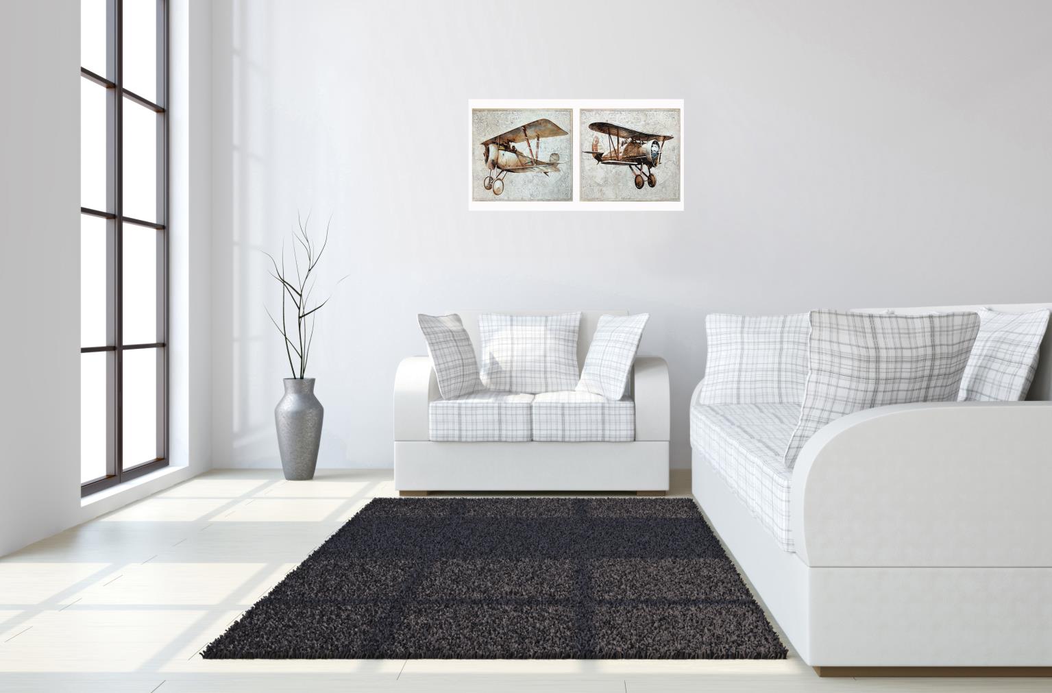Hand Painted Textured Canvas In Frame (Set) Curated Canvas