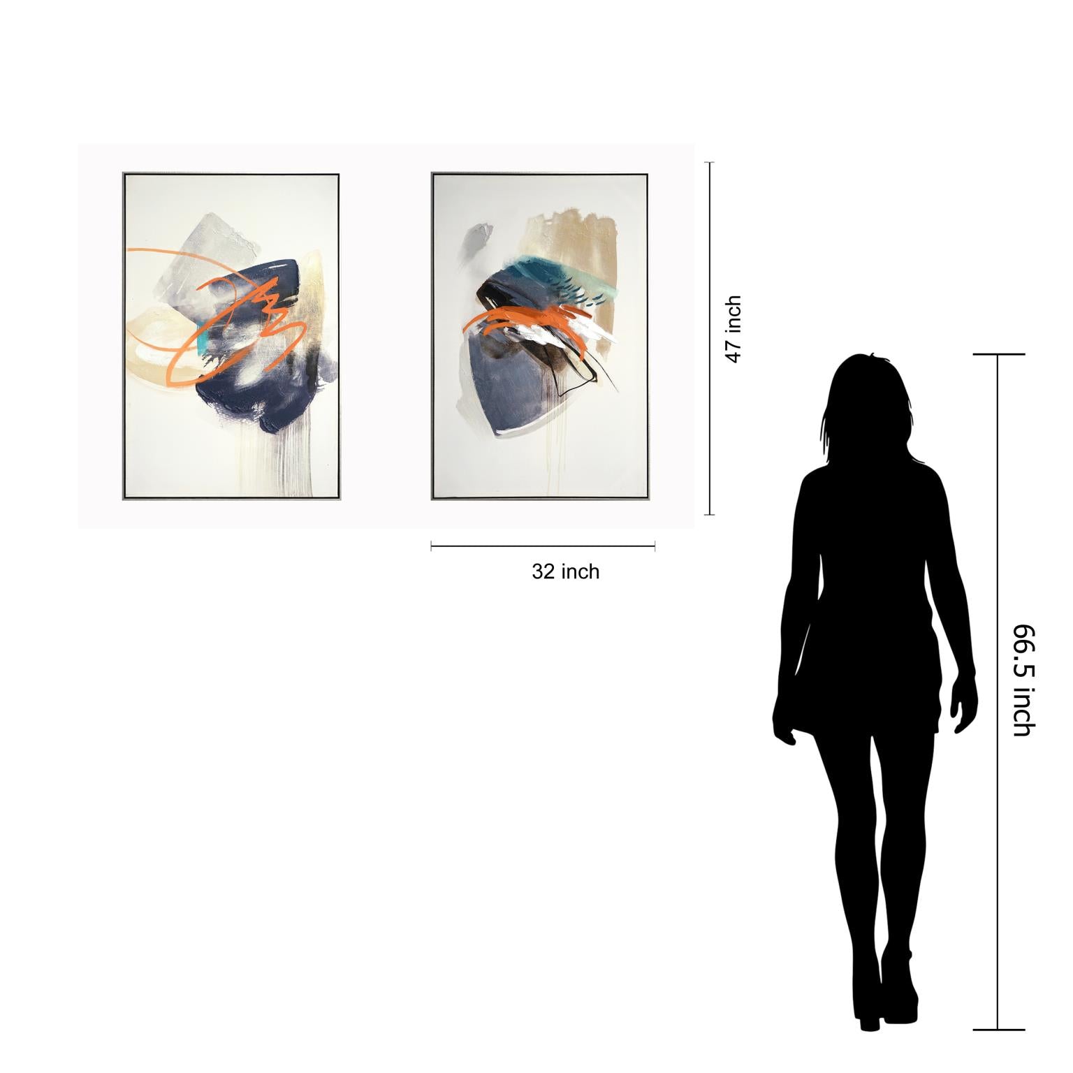 Hand Painted Textured Canvas In Frame (Set) Curated Canvas