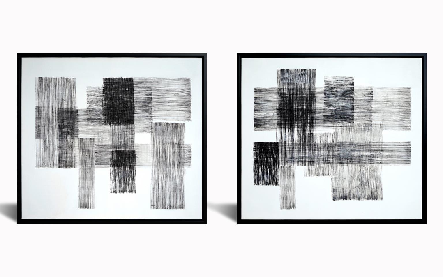 Hand Painted Textured Canvas In Frame (Set) Curated Canvas