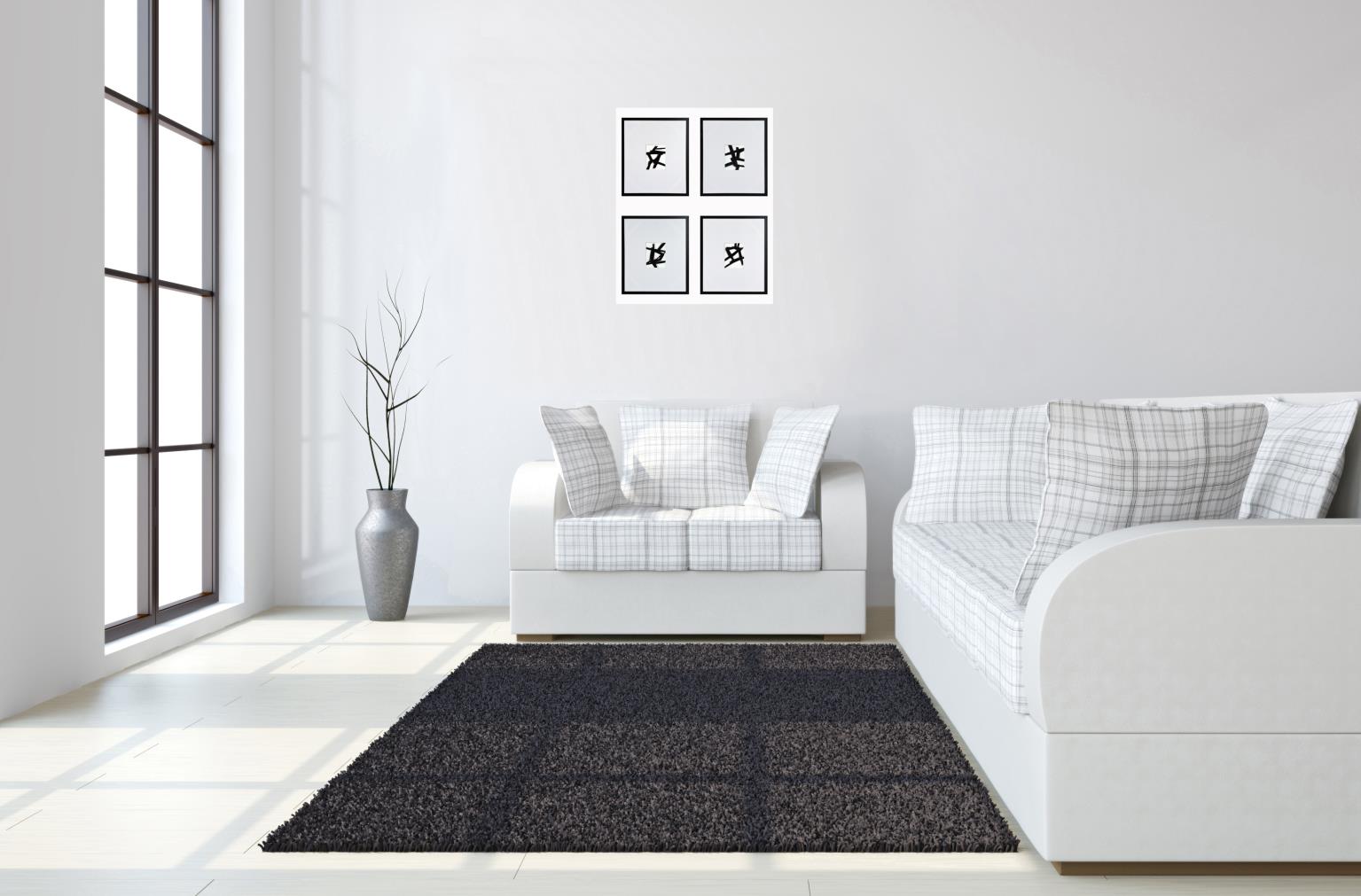 Hand Painted Textured Canvas W/ Foil In Frame (Set) Curated Canvas