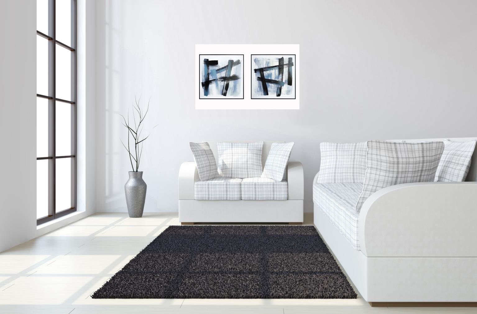 Hand Painted Textured Canvas In Frame (Set) Curated Canvas