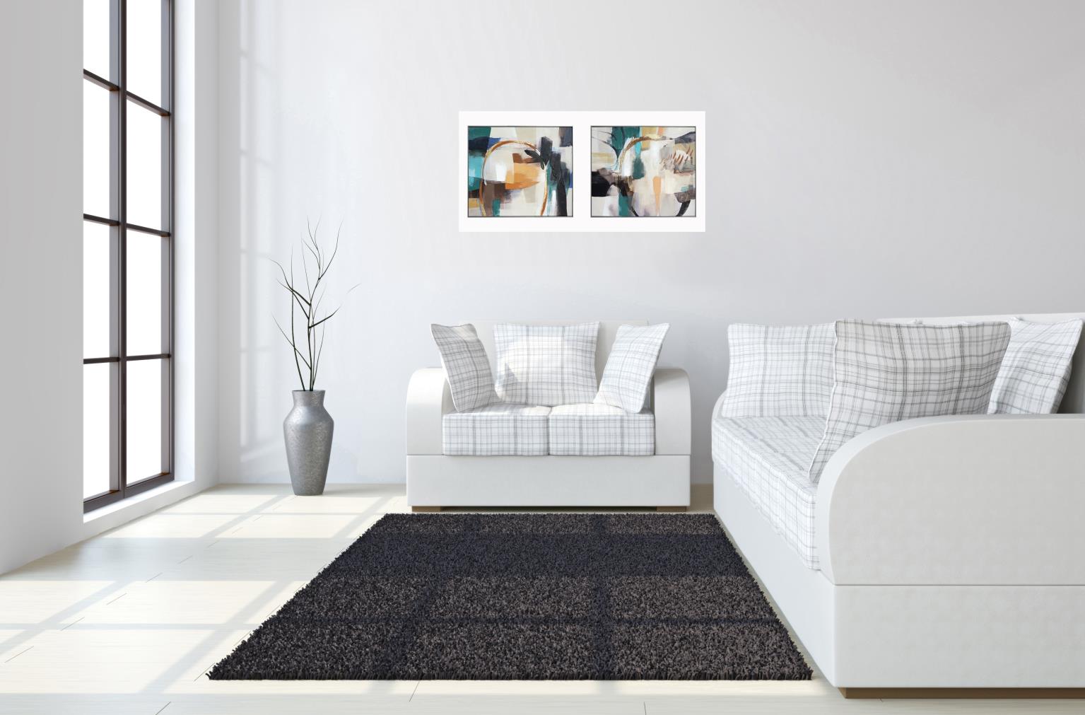 Hand Painted Textured Canvas In Frame (Set) Curated Canvas