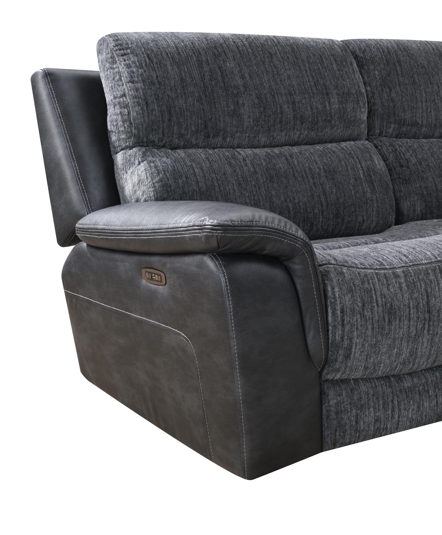 Hazel Dark Gray Power Reclining Sectional W/Power Headrest