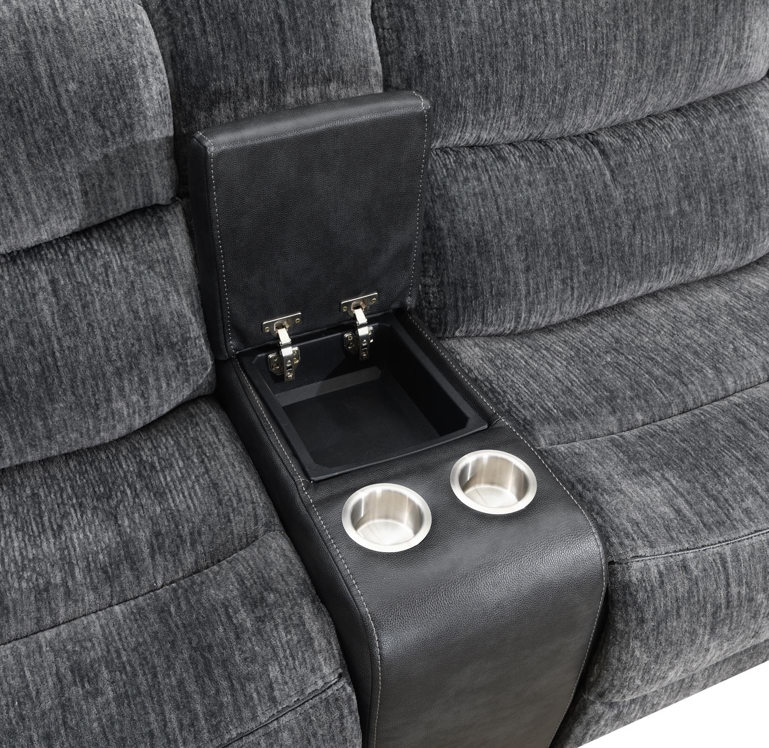 Hazel Dark Gray Power Reclining Sectional W/Power Headrest