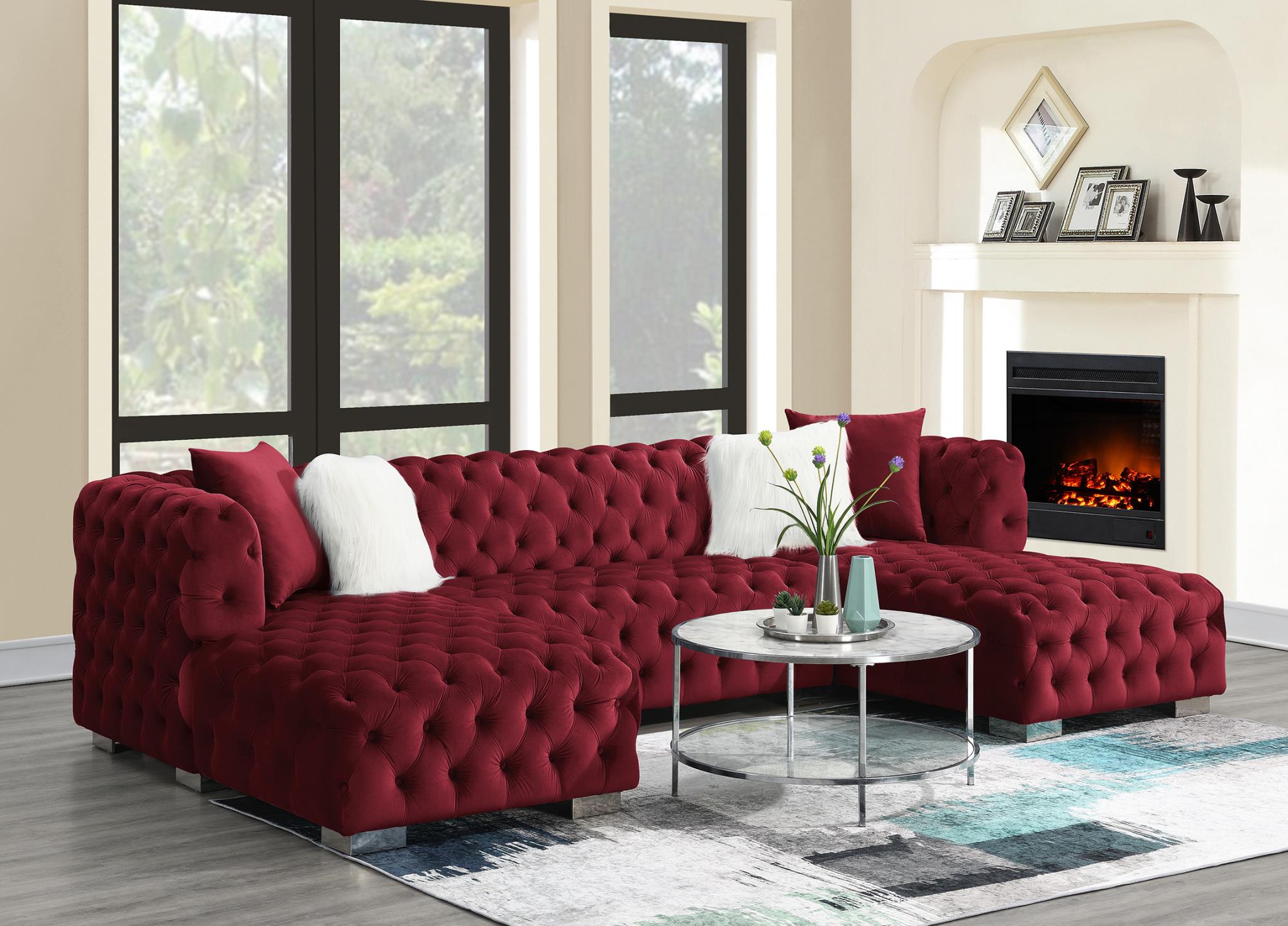 Carlin Burgundy Living Room Collection