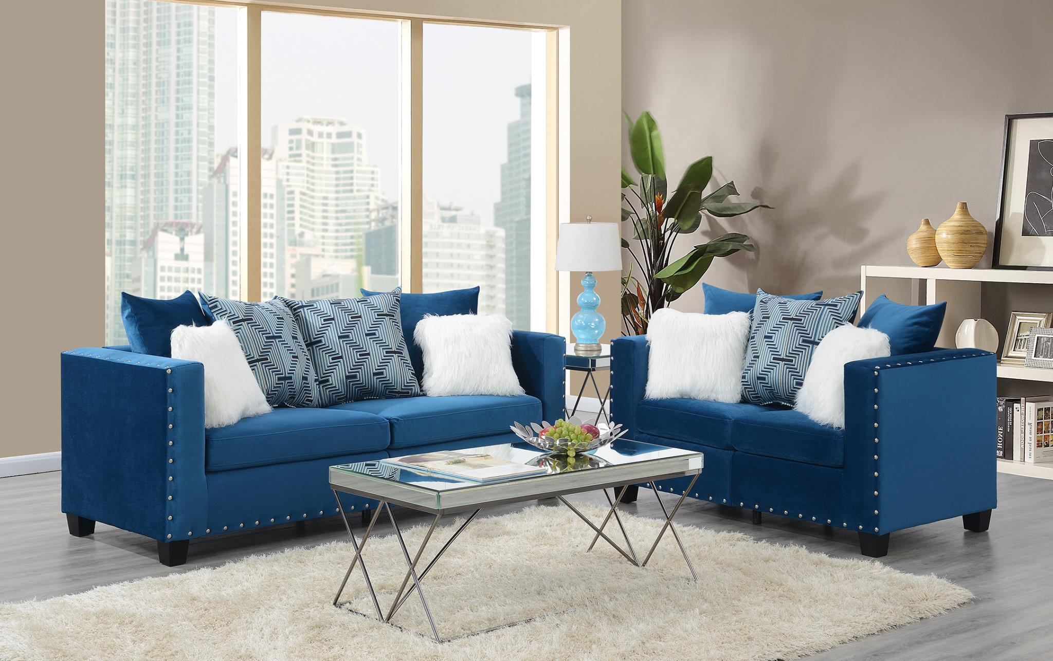 Yuina Blue Living Room Collection